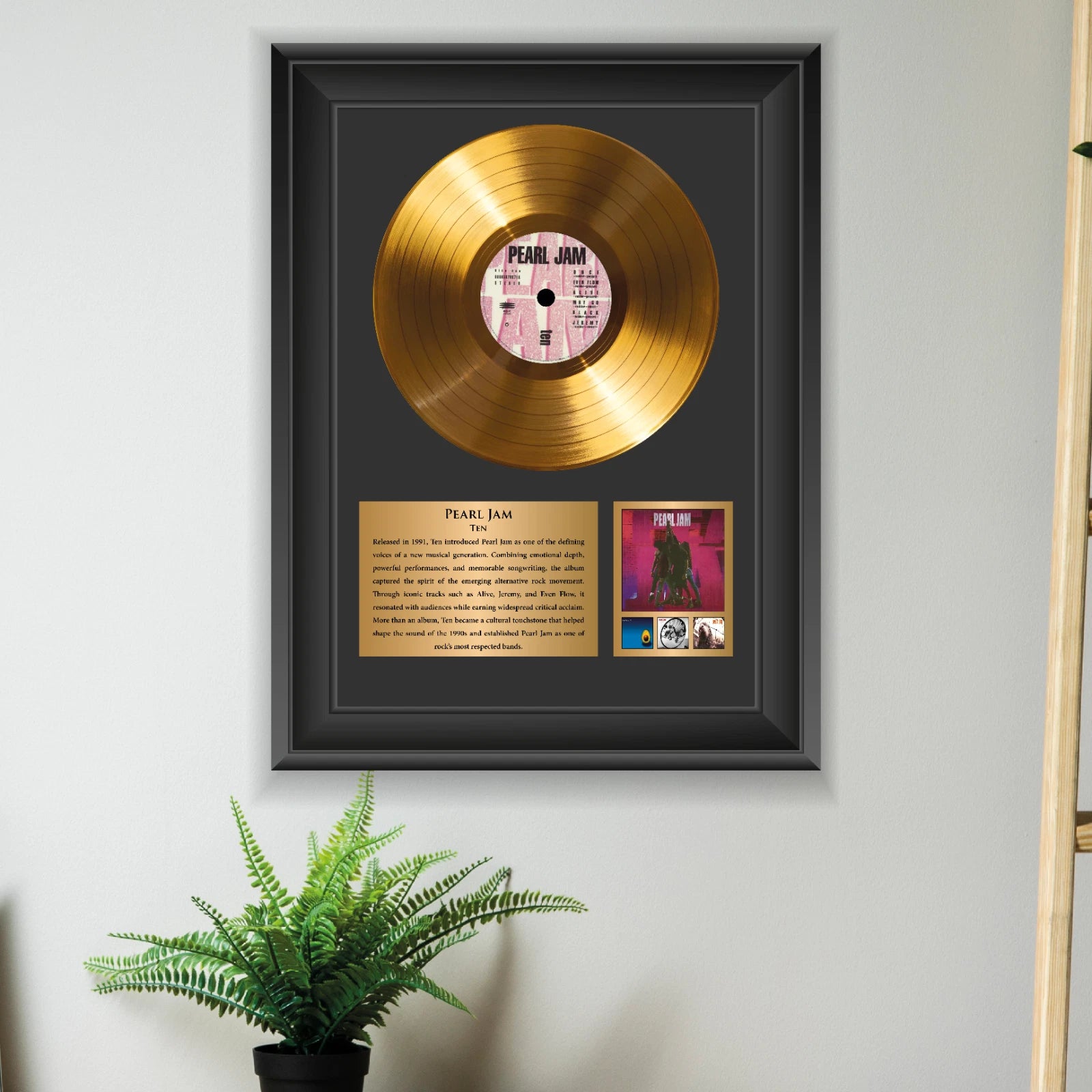 Pearl Jam Ten Gold Record Framed Wall Art Grunge Rock Memorabilia