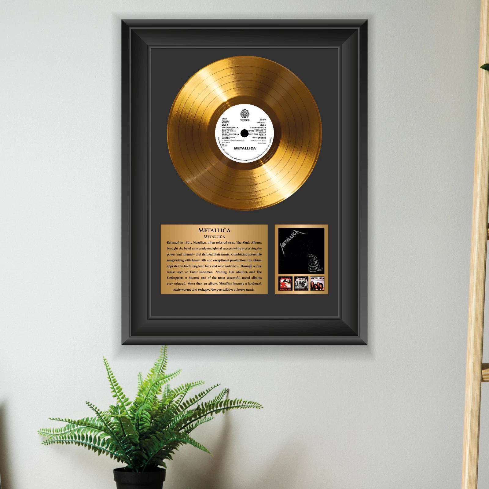 Metallica Black Album Gold Record Framed Wall Art Metal Memorabilia