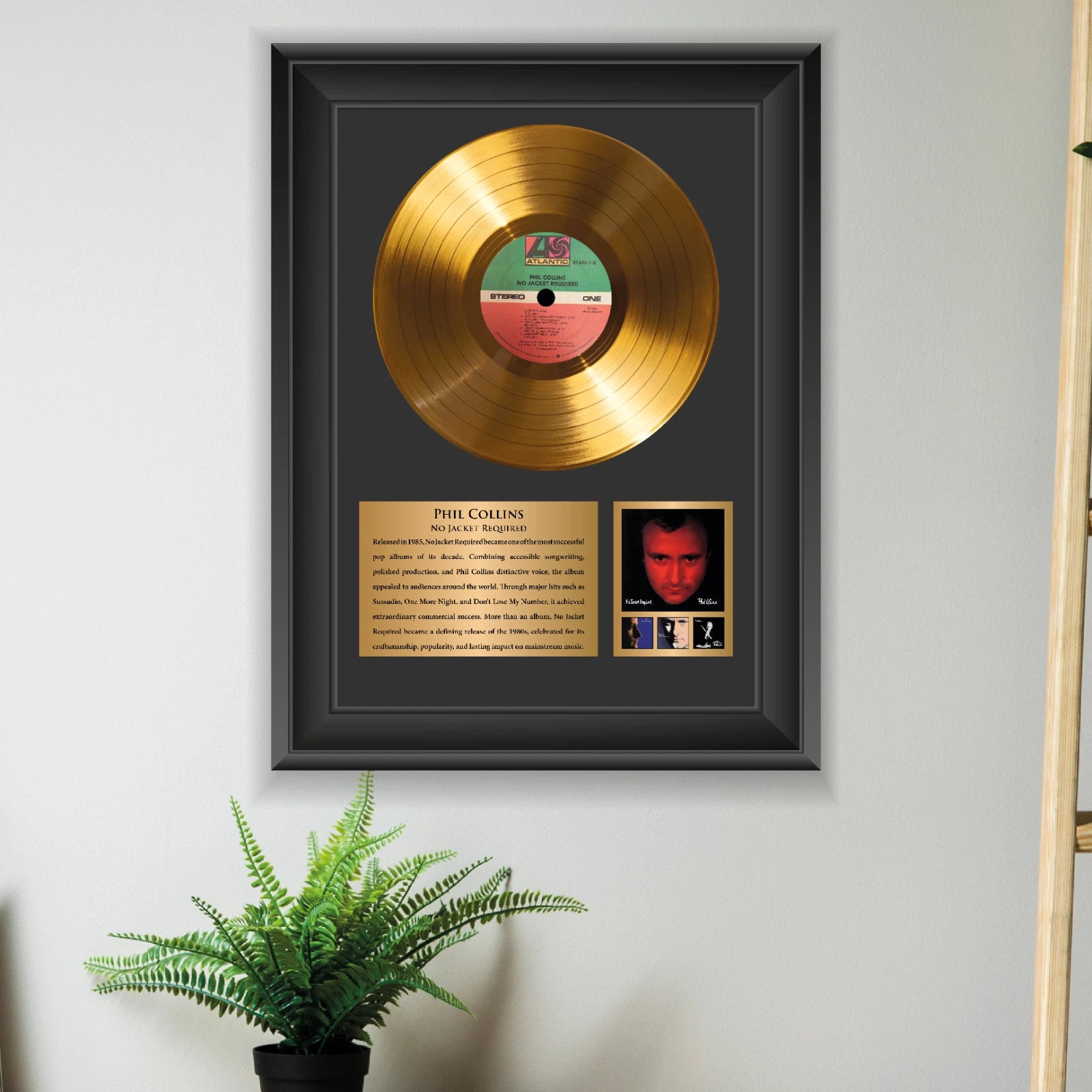 Phil Collins No Jacket Required Gold Record Framed Wall Art Decor
