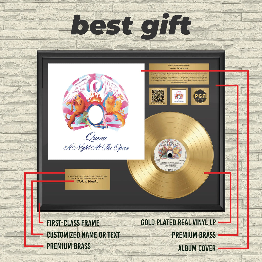 Personalized Queen A Night at the Opera Gold Record Framed Wall Art