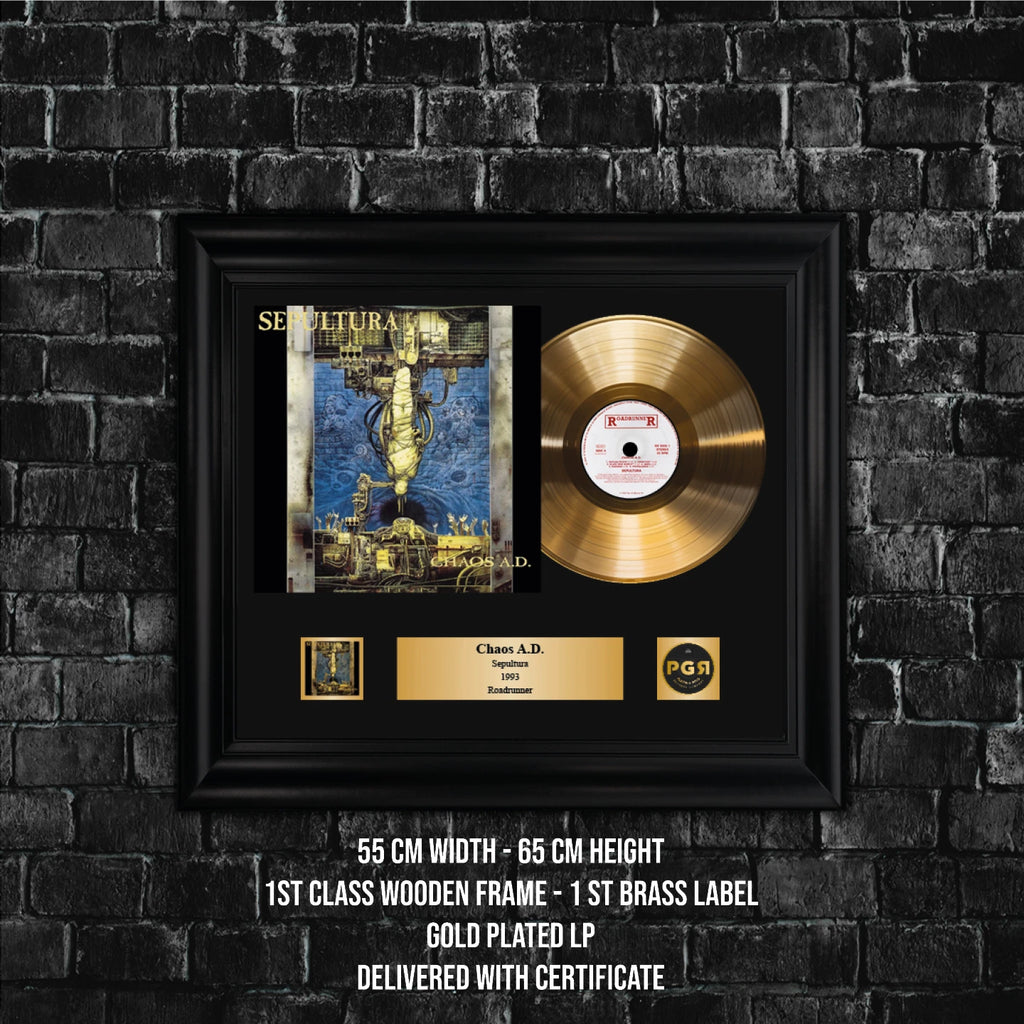 Sepultura Chaos A.D. Gold Record Framed Wall Art Music Memorabilia
