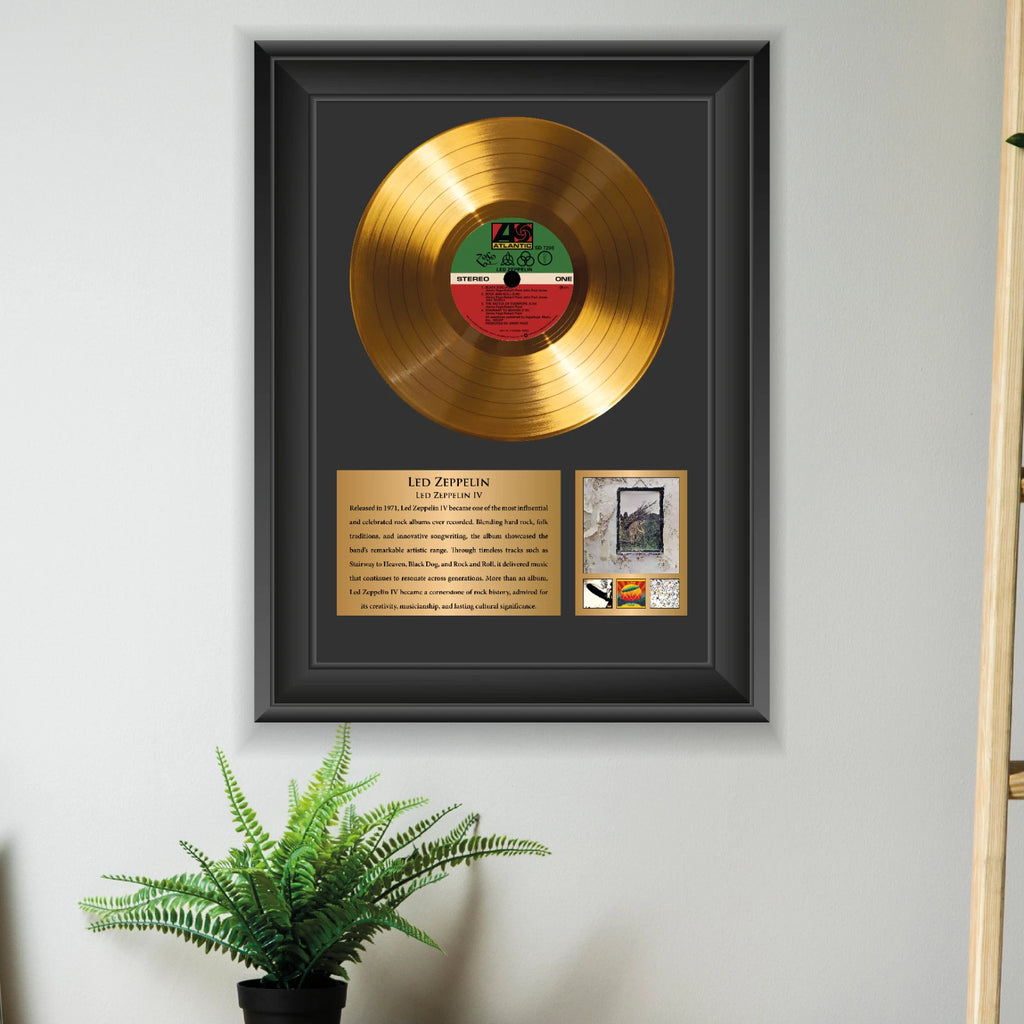 Led Zeppelin IV Gold Record Framed Wall Art Classic Rock Memorabilia