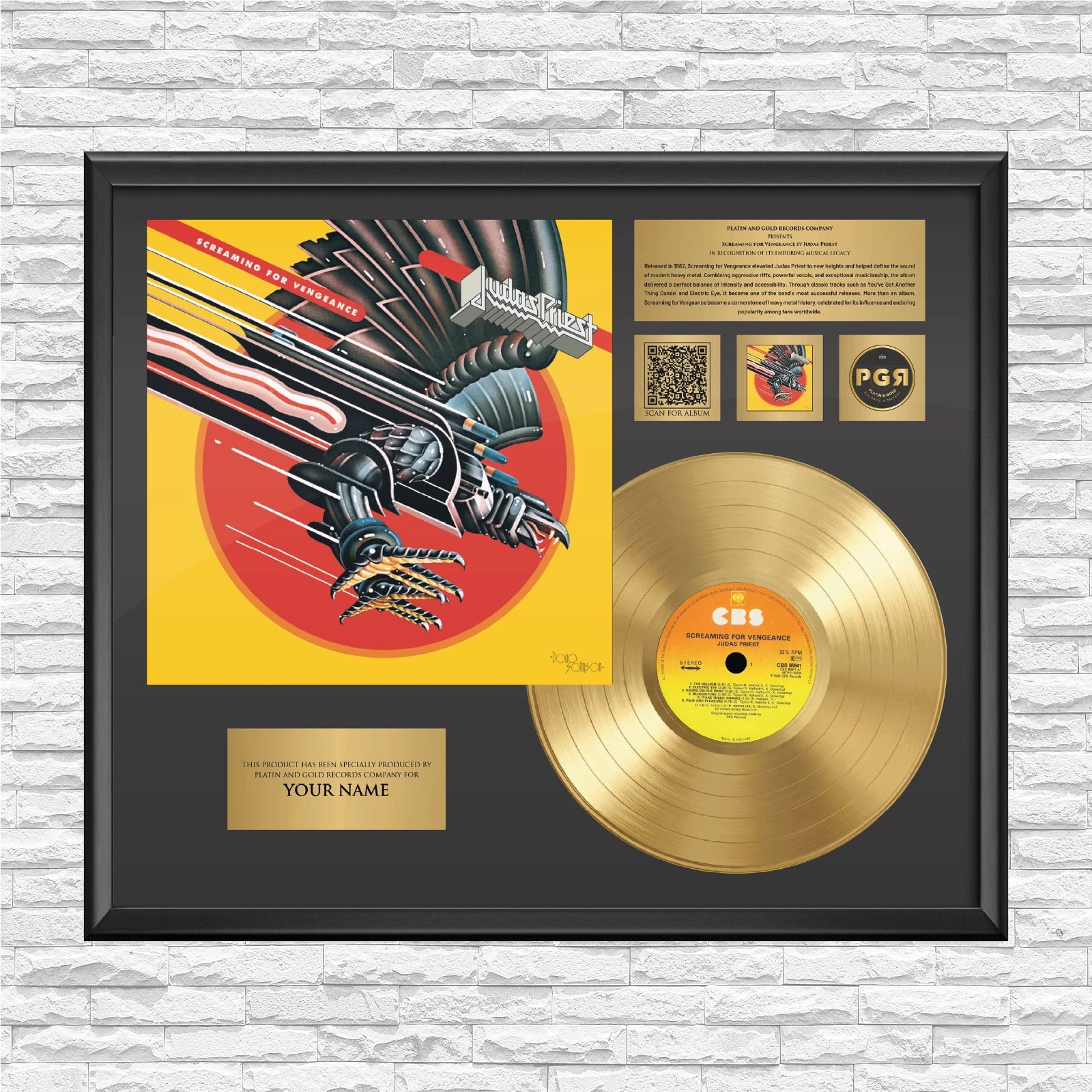 Personalized Judas Priest Screaming for Vengeance Gold Record Wall Art