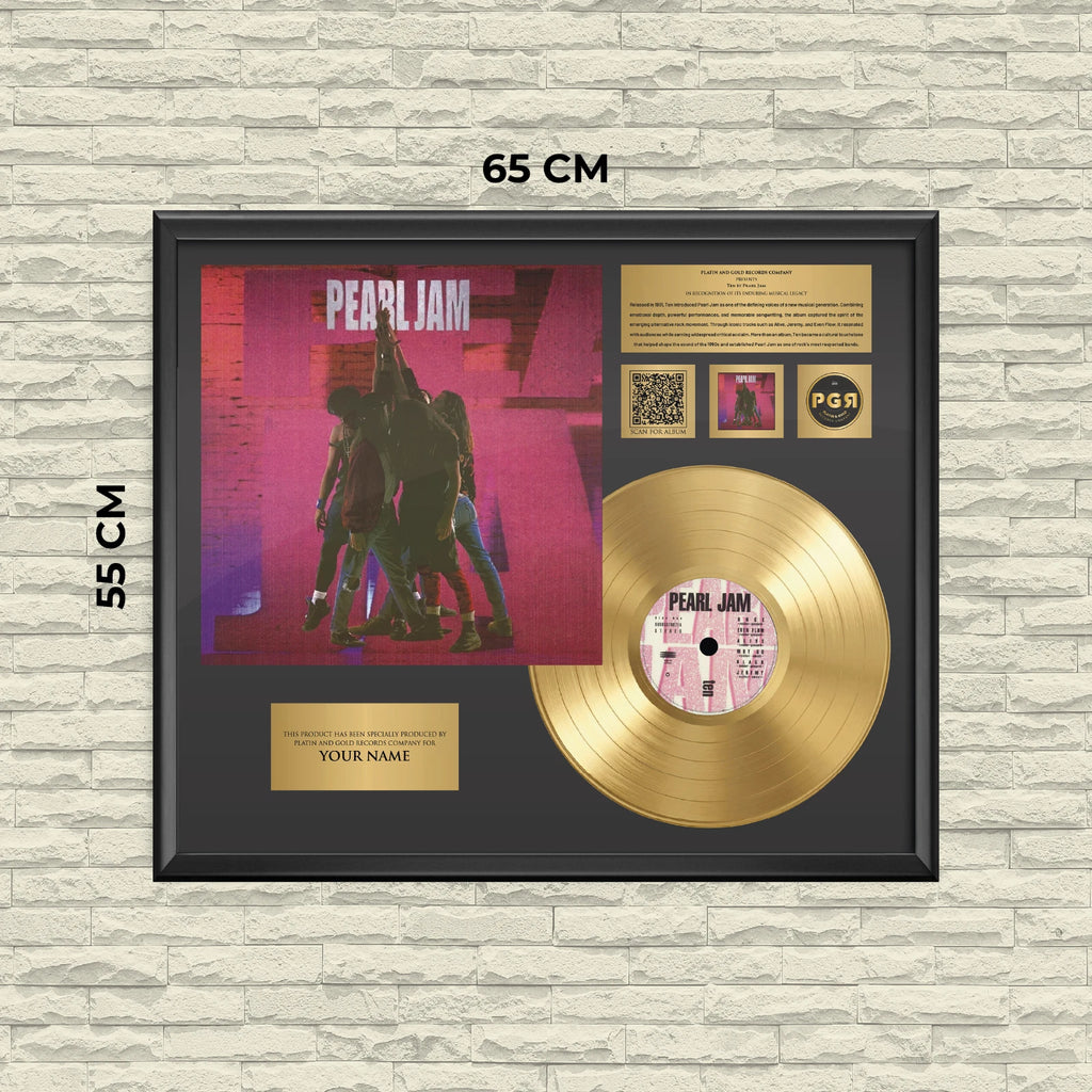 Personalized Pearl Jam Ten Gold Record Framed Wall Art Grunge Decor