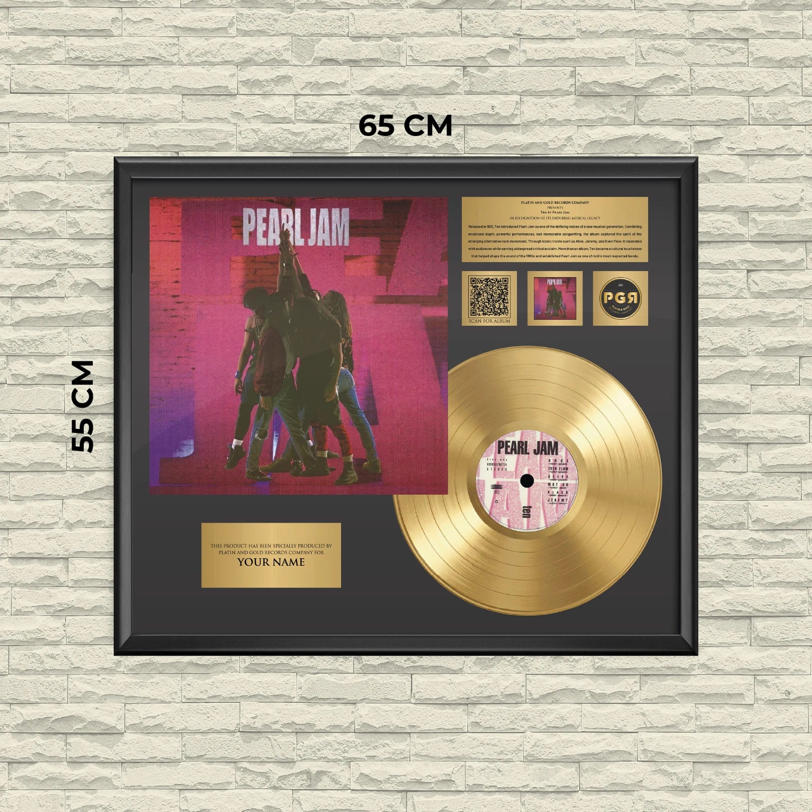 Personalized Pearl Jam Ten Gold Record Framed Wall Art Grunge Decor