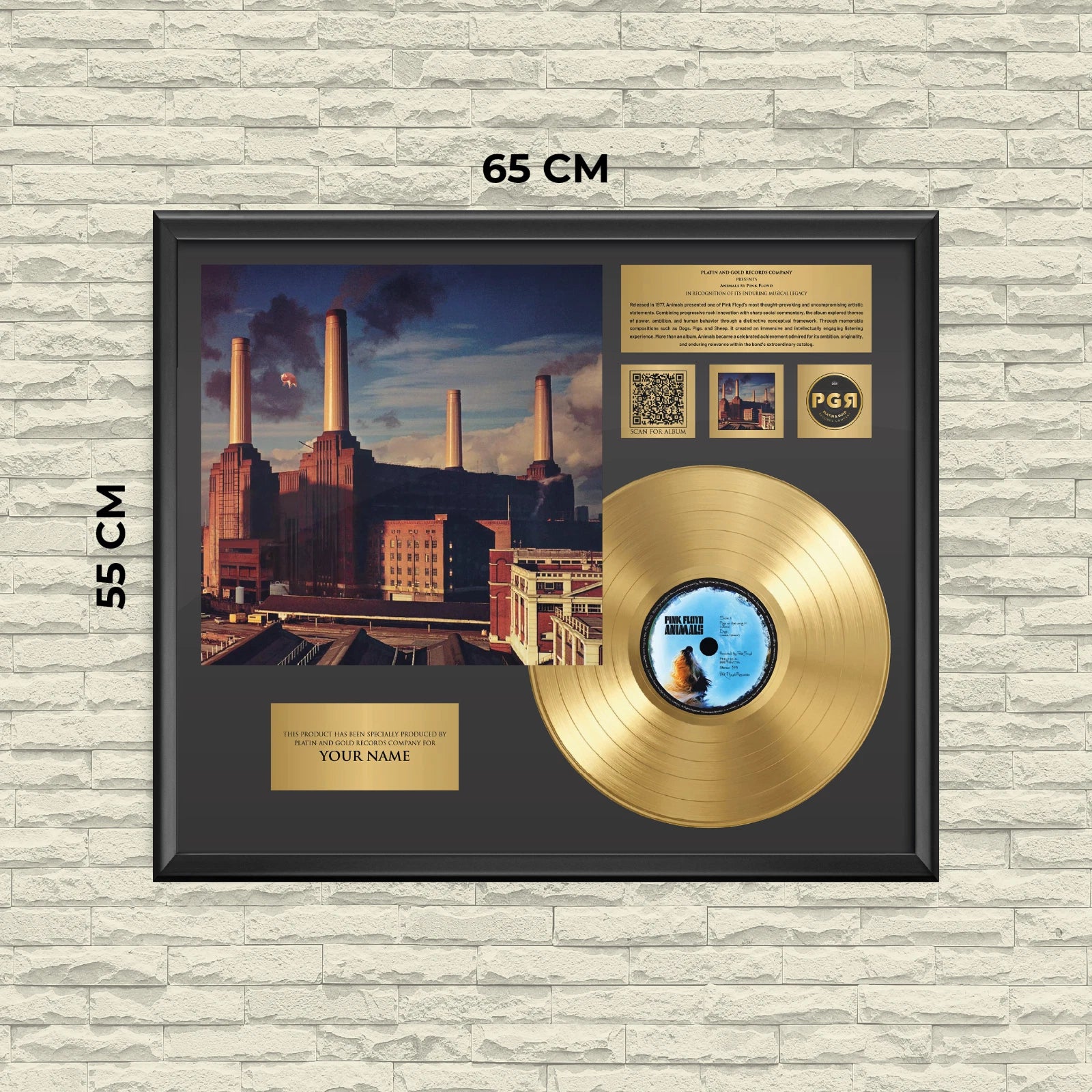 Personalized Pink Floyd Animals Gold Record Framed Wall Art Decor