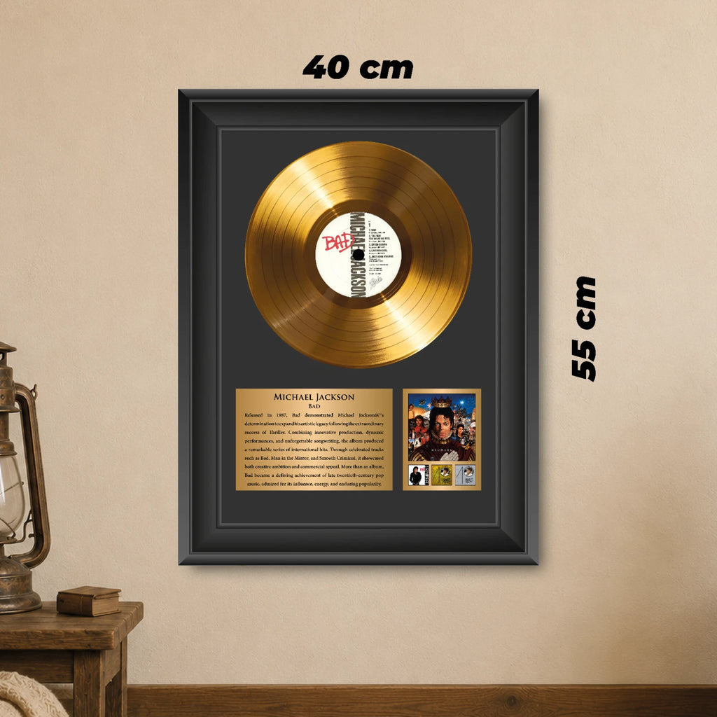 Michael Jackson Bad Gold Record Framed Wall Art Pop Music Memorabilia