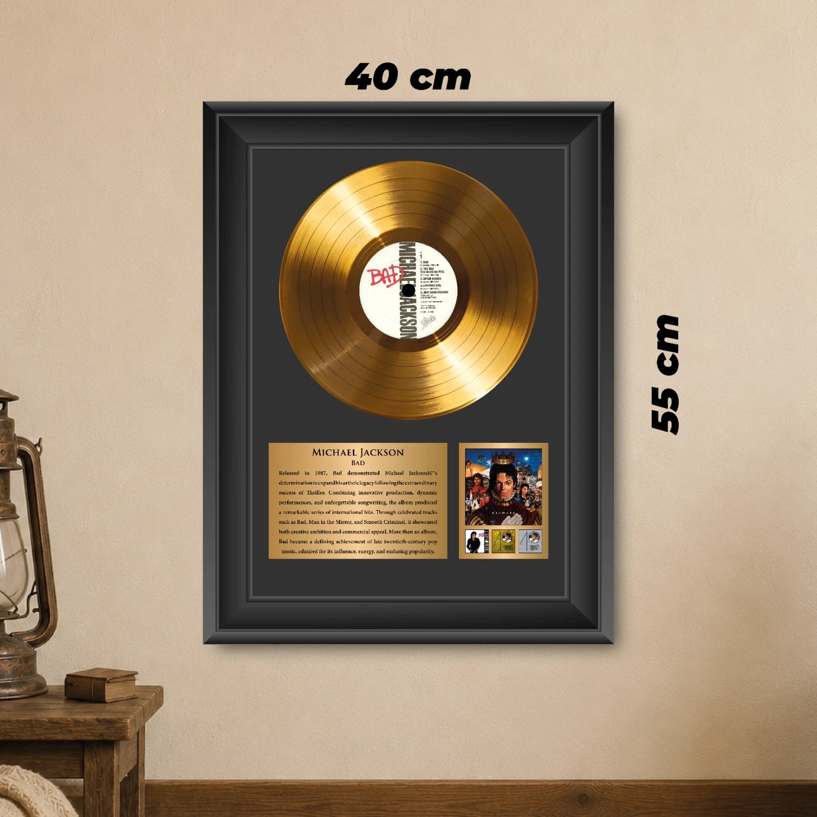 Michael Jackson Bad Gold Record Framed Wall Art Pop Music Memorabilia