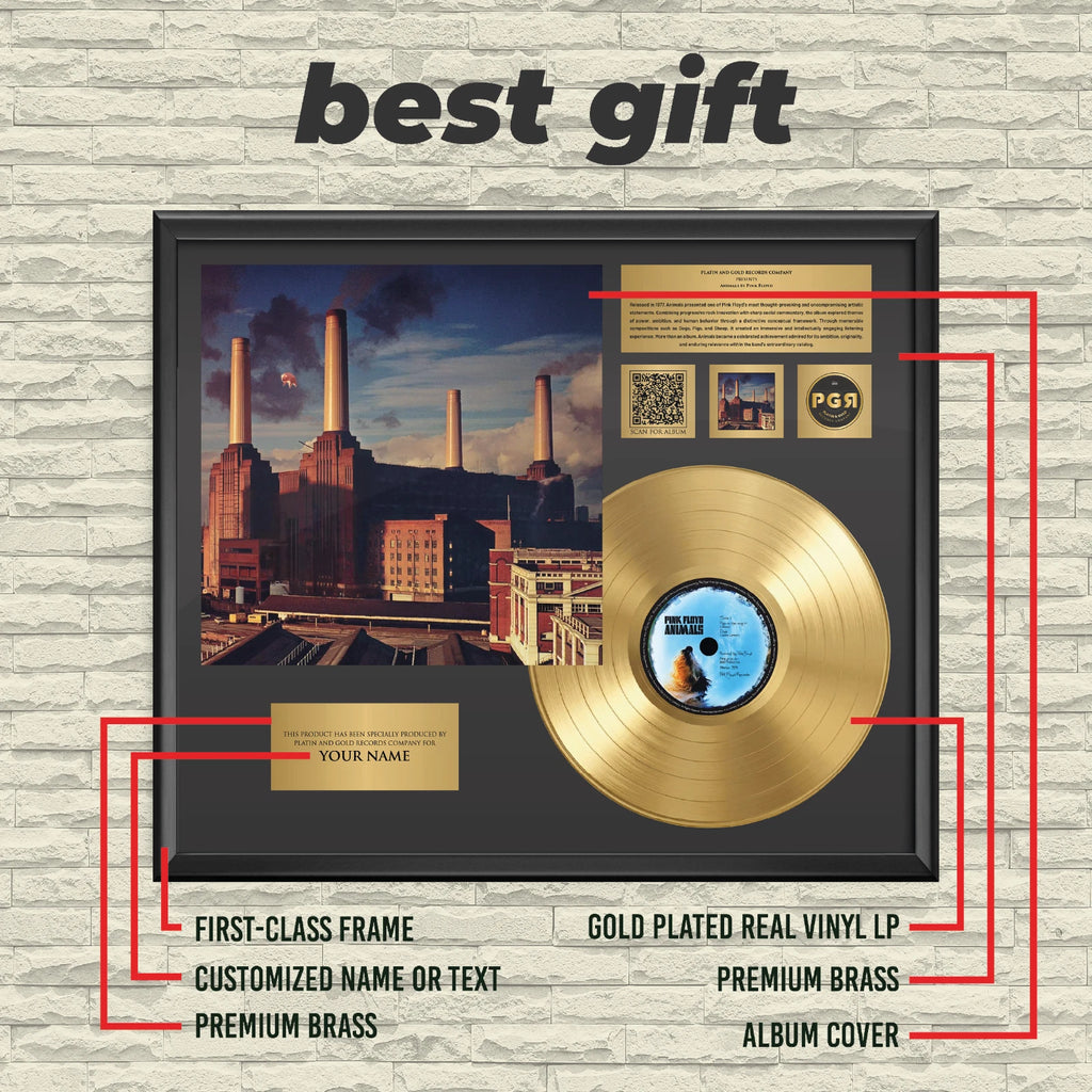 Personalized Pink Floyd Animals Gold Record Framed Wall Art Decor