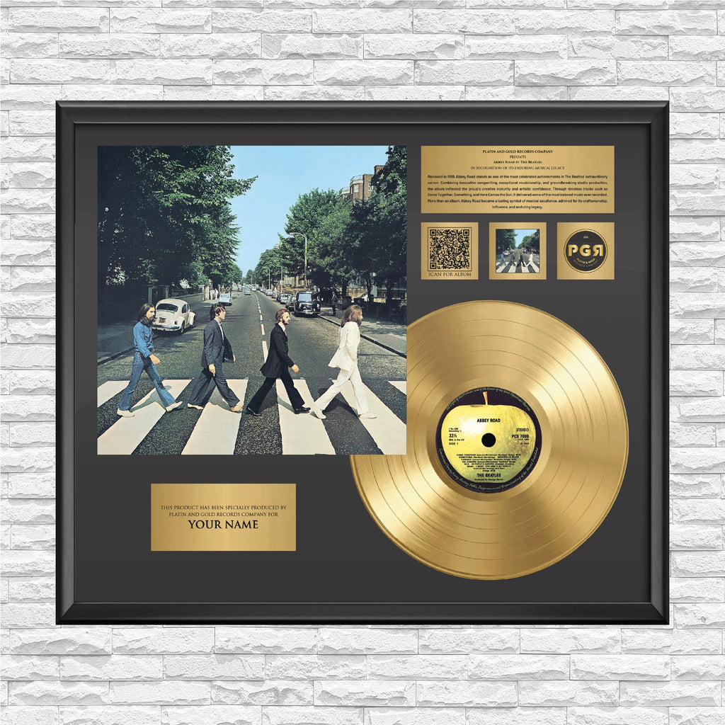 Personalized The Beatles Abbey Road Gold Record Framed Wall Art