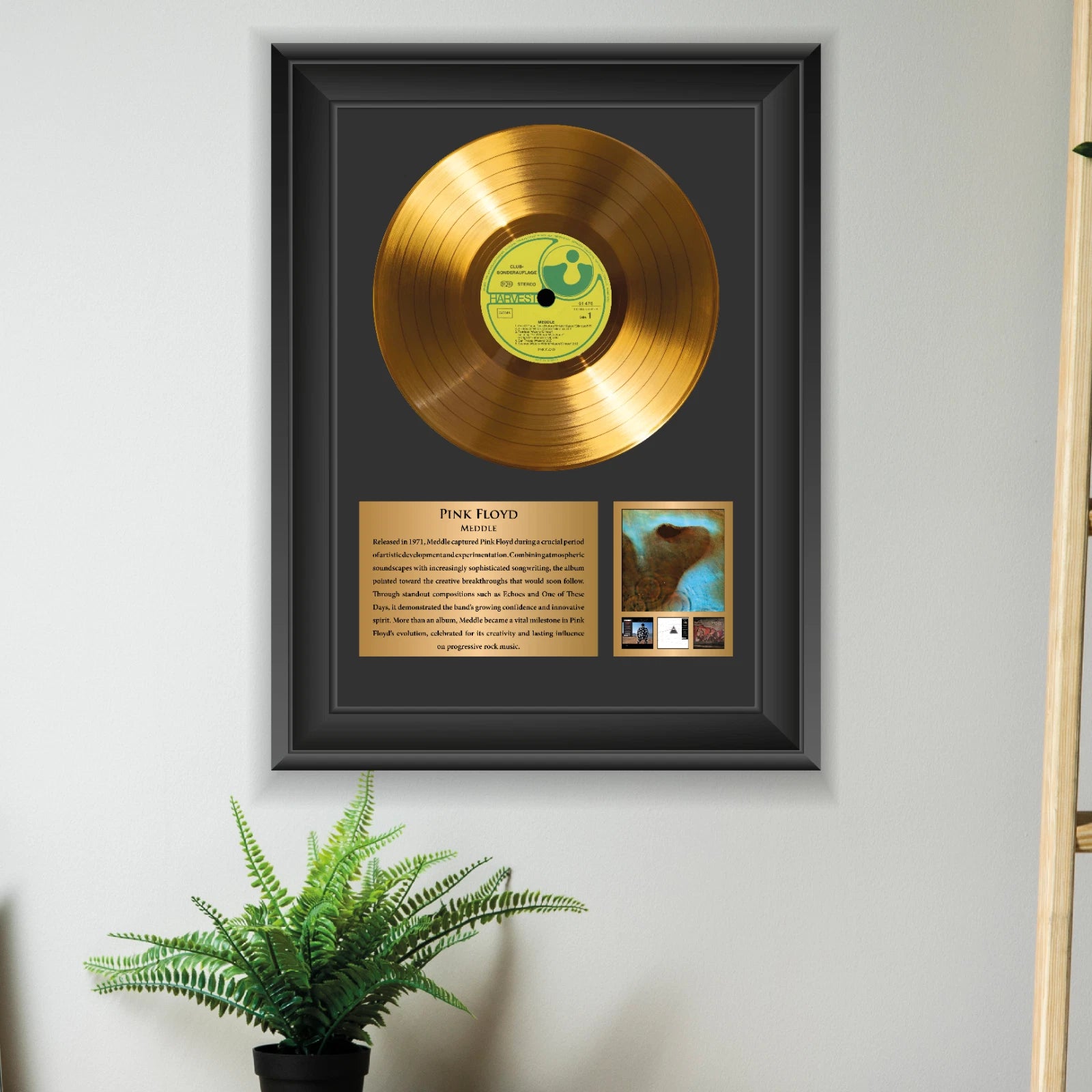 Pink Floyd Meddle Gold Record Framed Wall Art Rock Memorabilia