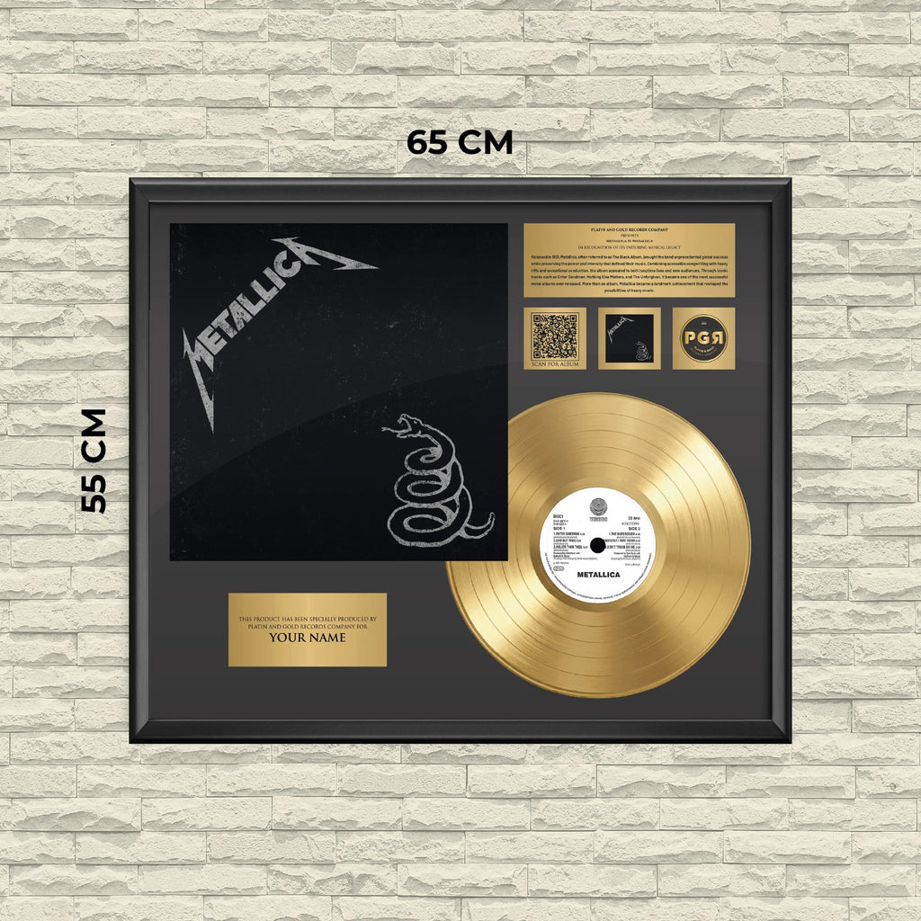 Personalized Metallica Black Album Gold Record Framed Wall Art Decor