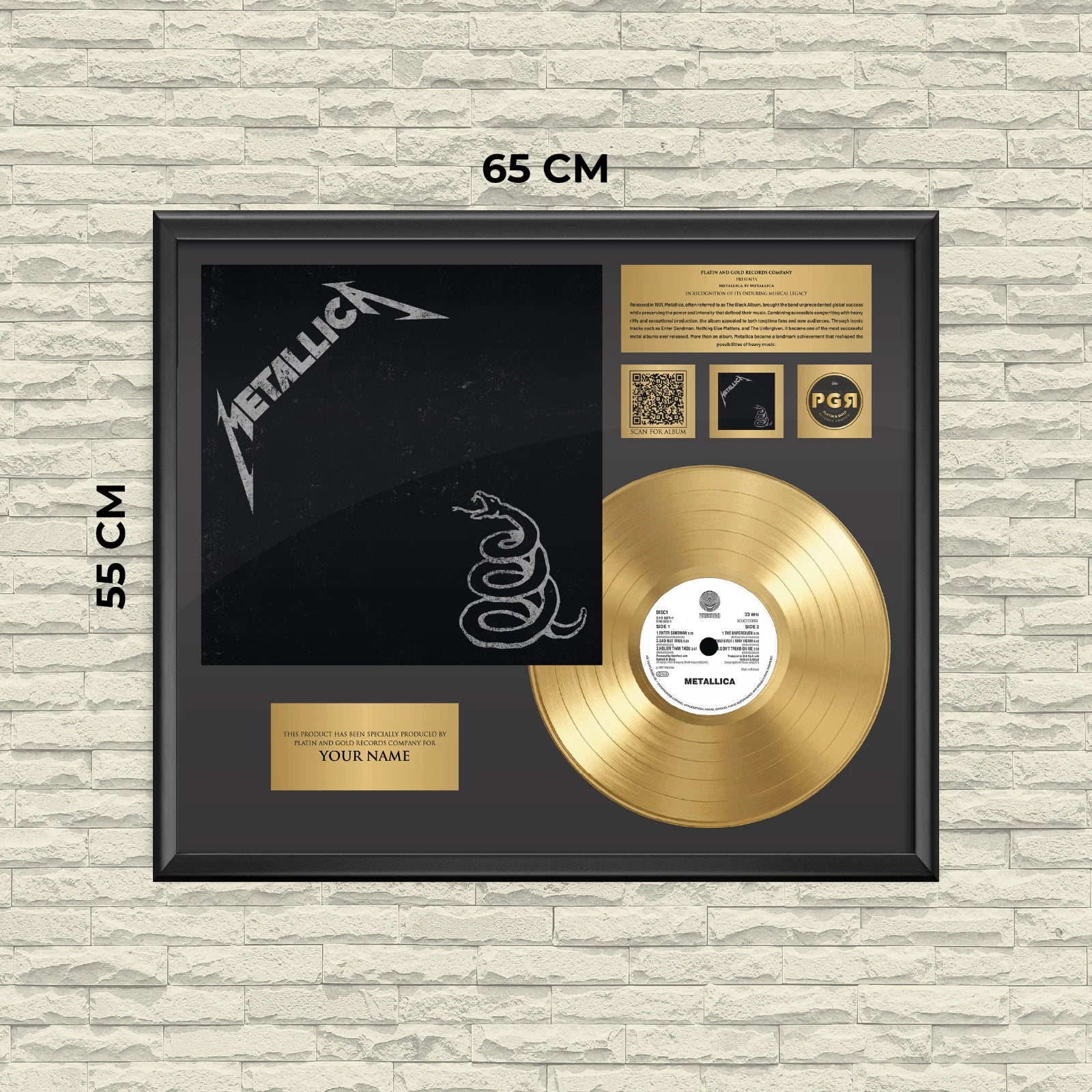 Personalized Metallica Black Album Gold Record Framed Wall Art Decor