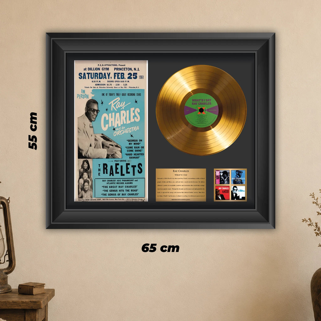 Personalized Ray Charles What'd I Say Gold Record Framed Wall Art