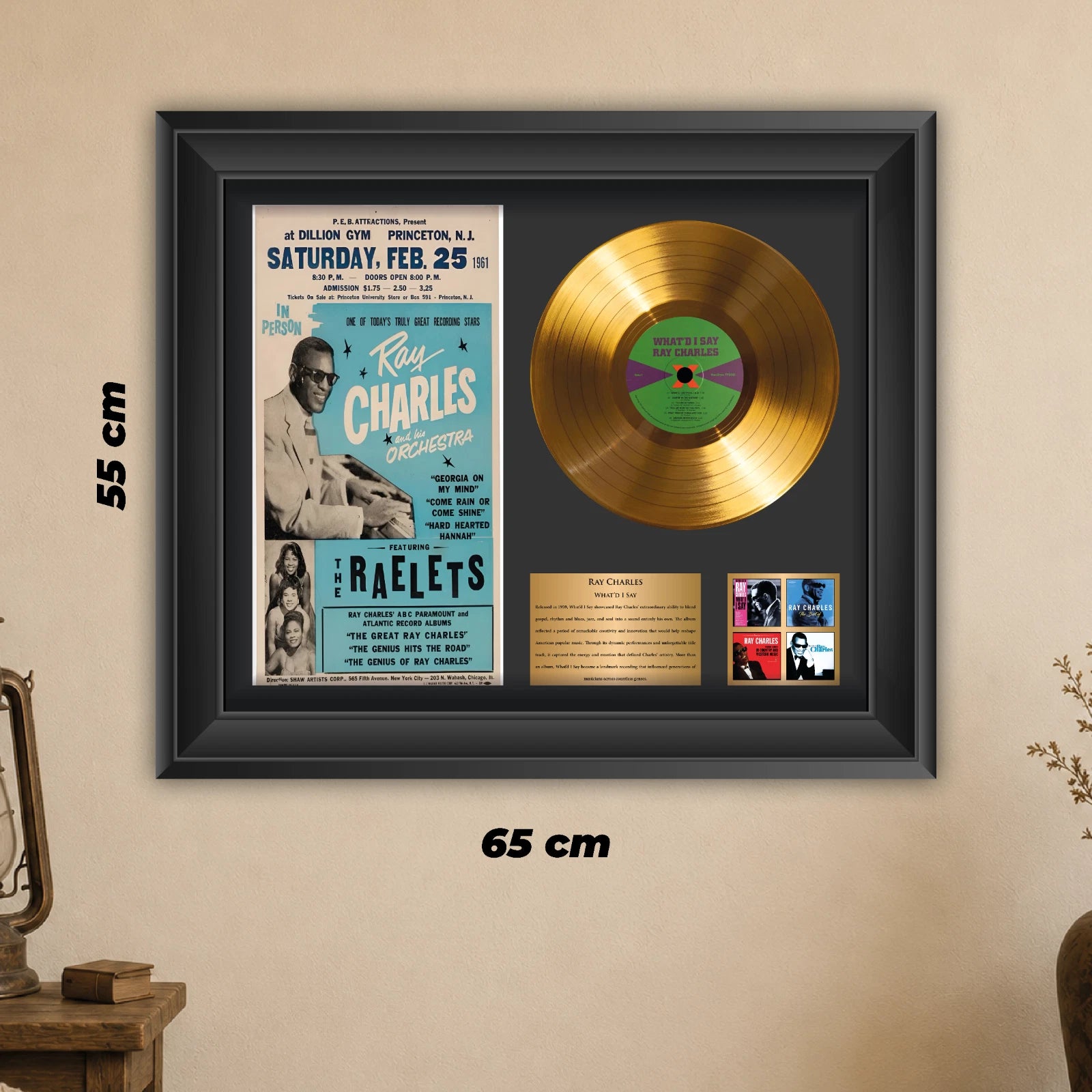 Personalized Ray Charles What'd I Say Gold Record Framed Wall Art