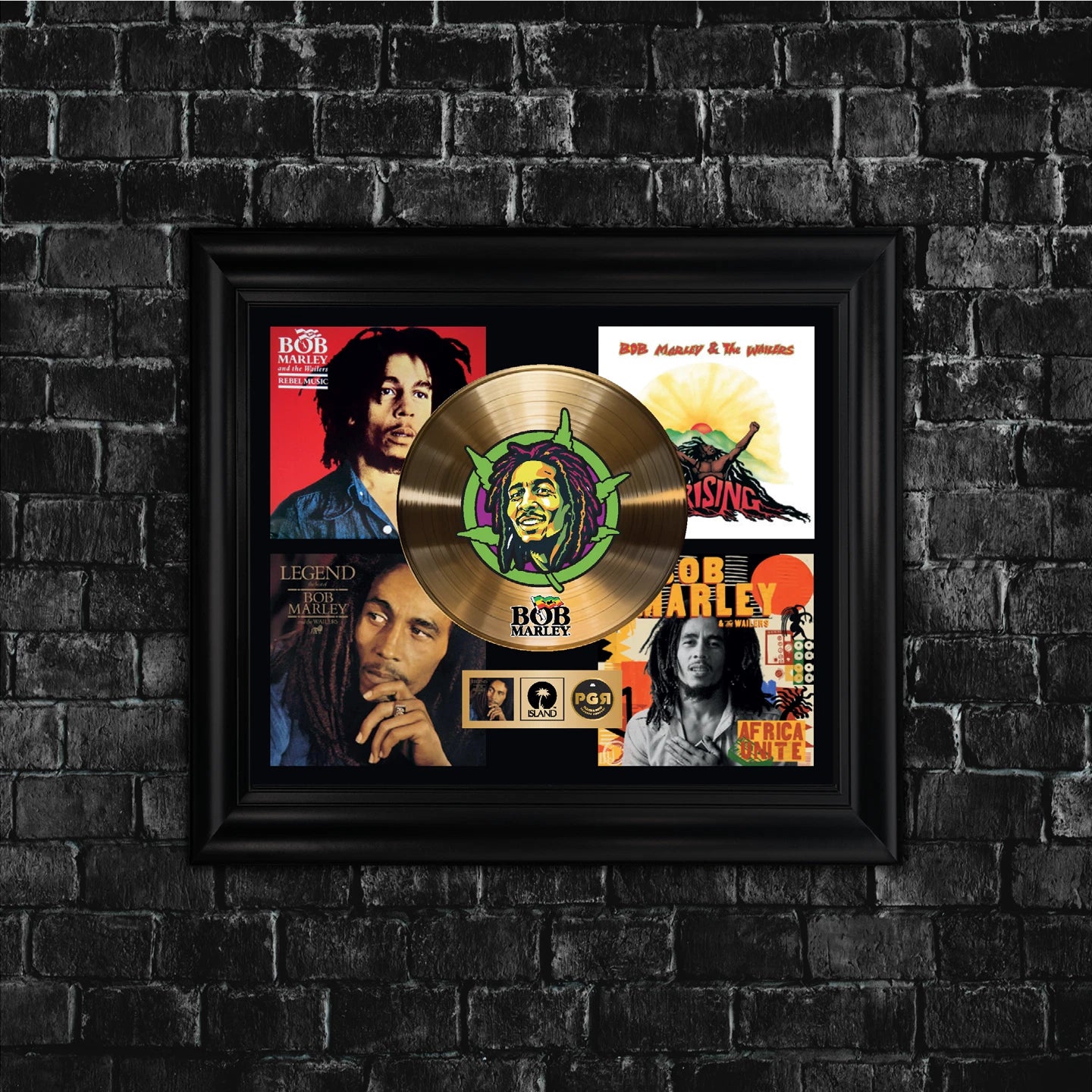 Bob Marley Gold Record Framed Wall Art Reggae Music Memorabilia
