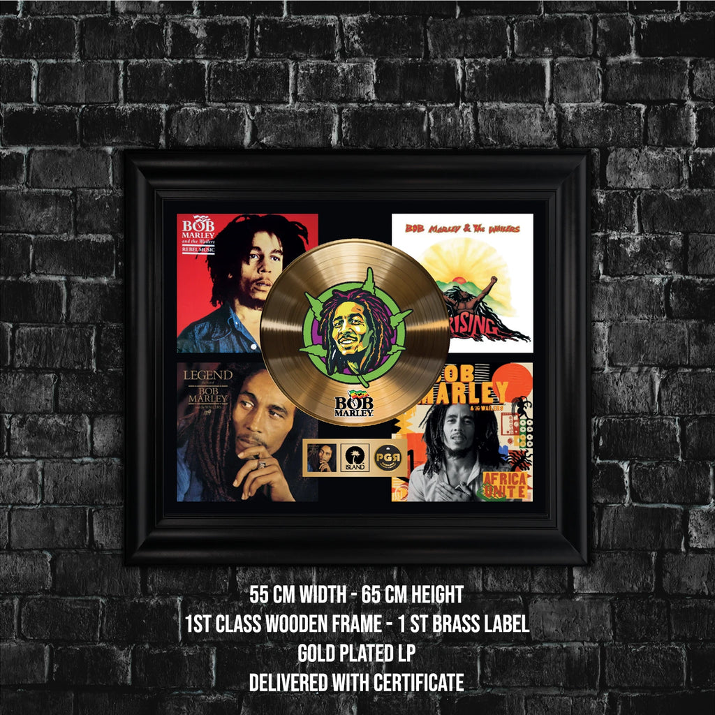 Bob Marley Gold Record Framed Wall Art Reggae Music Memorabilia
