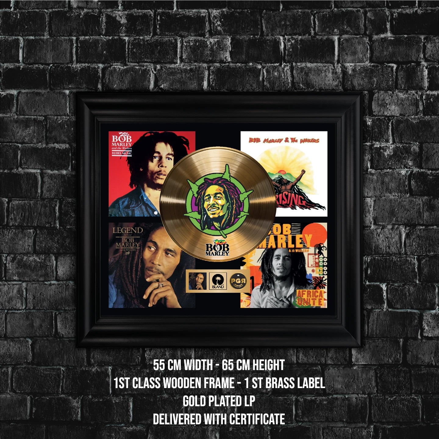 Bob Marley Gold Record Framed Wall Art Reggae Music Memorabilia