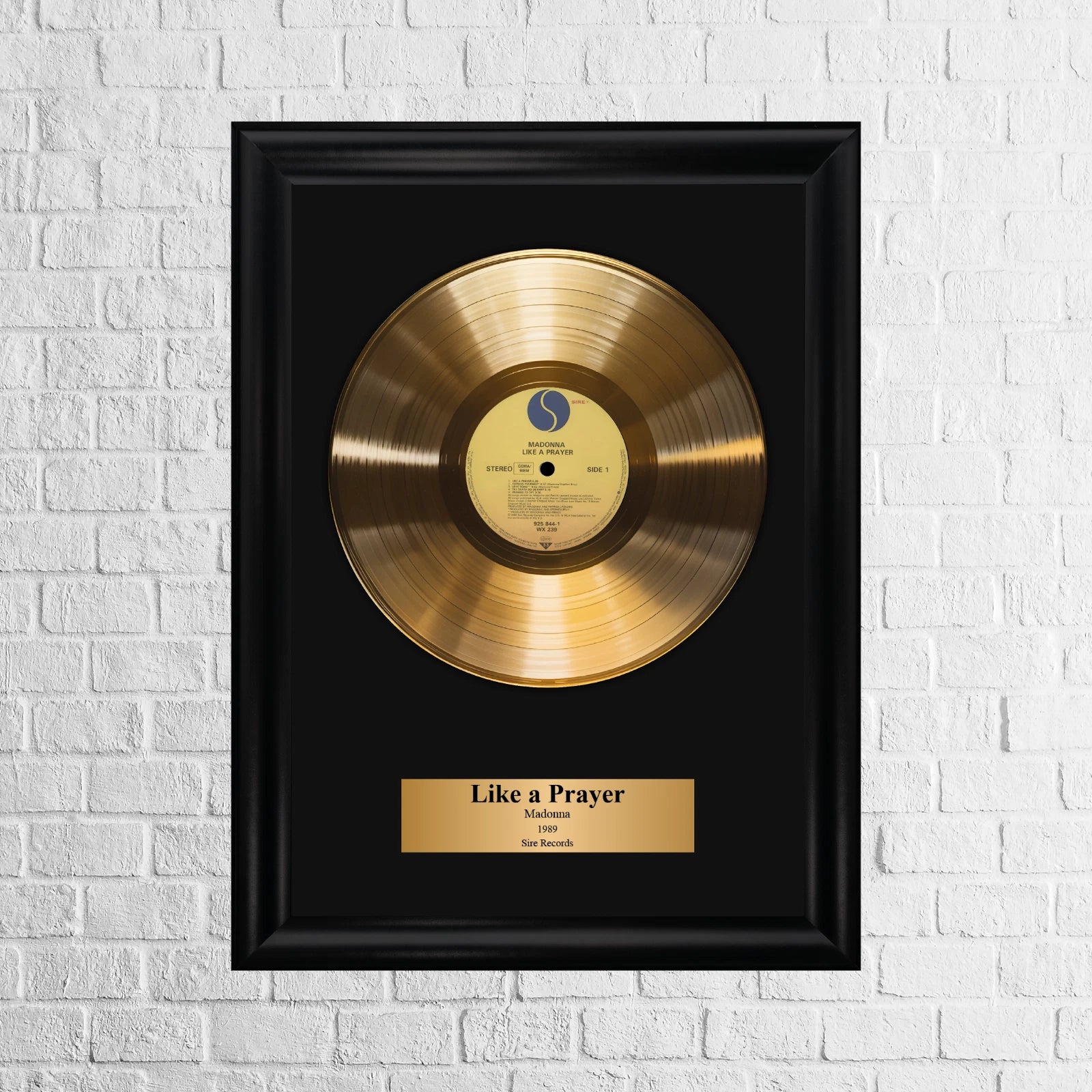 Madonna Like a Prayer Gold Record Framed Wall Art Pop Memorabilia