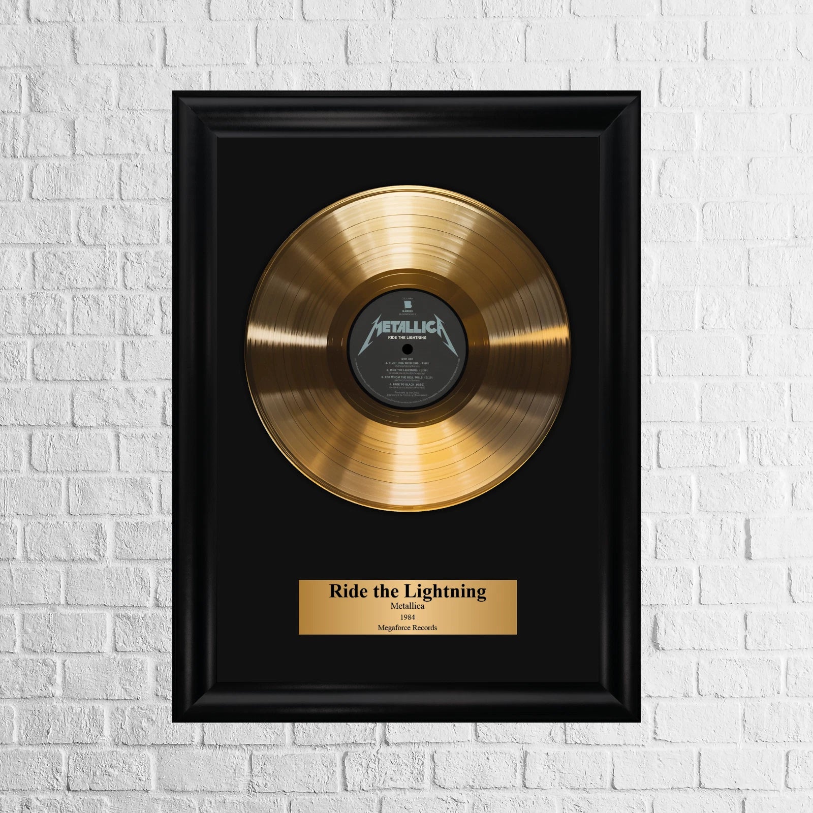 Metallica Ride the Lightning Gold Record Framed Wall Art Decor