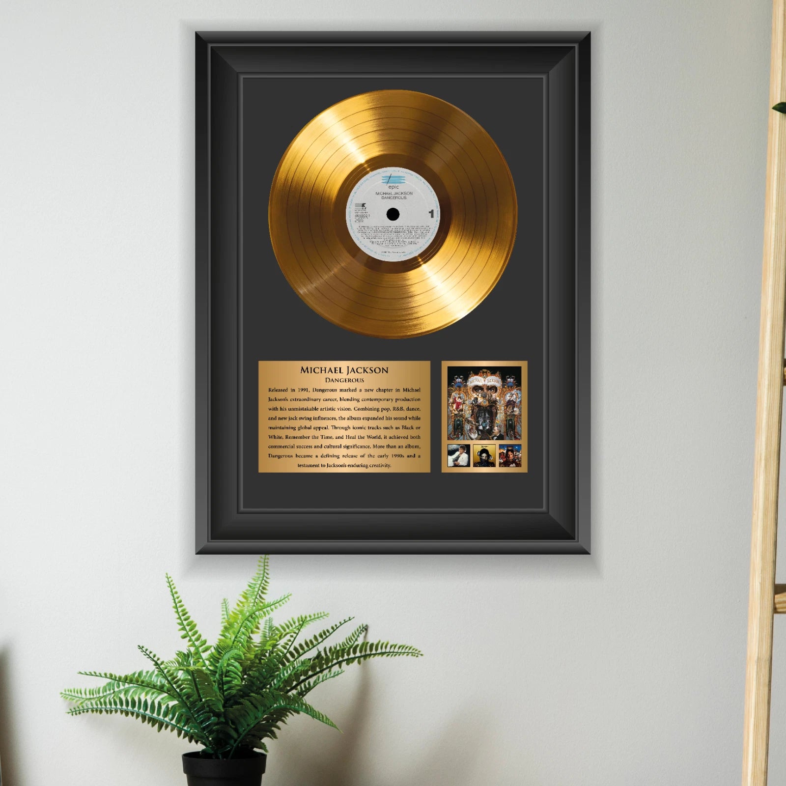 Michael Jackson Dangerous Gold Record Framed Wall Art Memorabilia