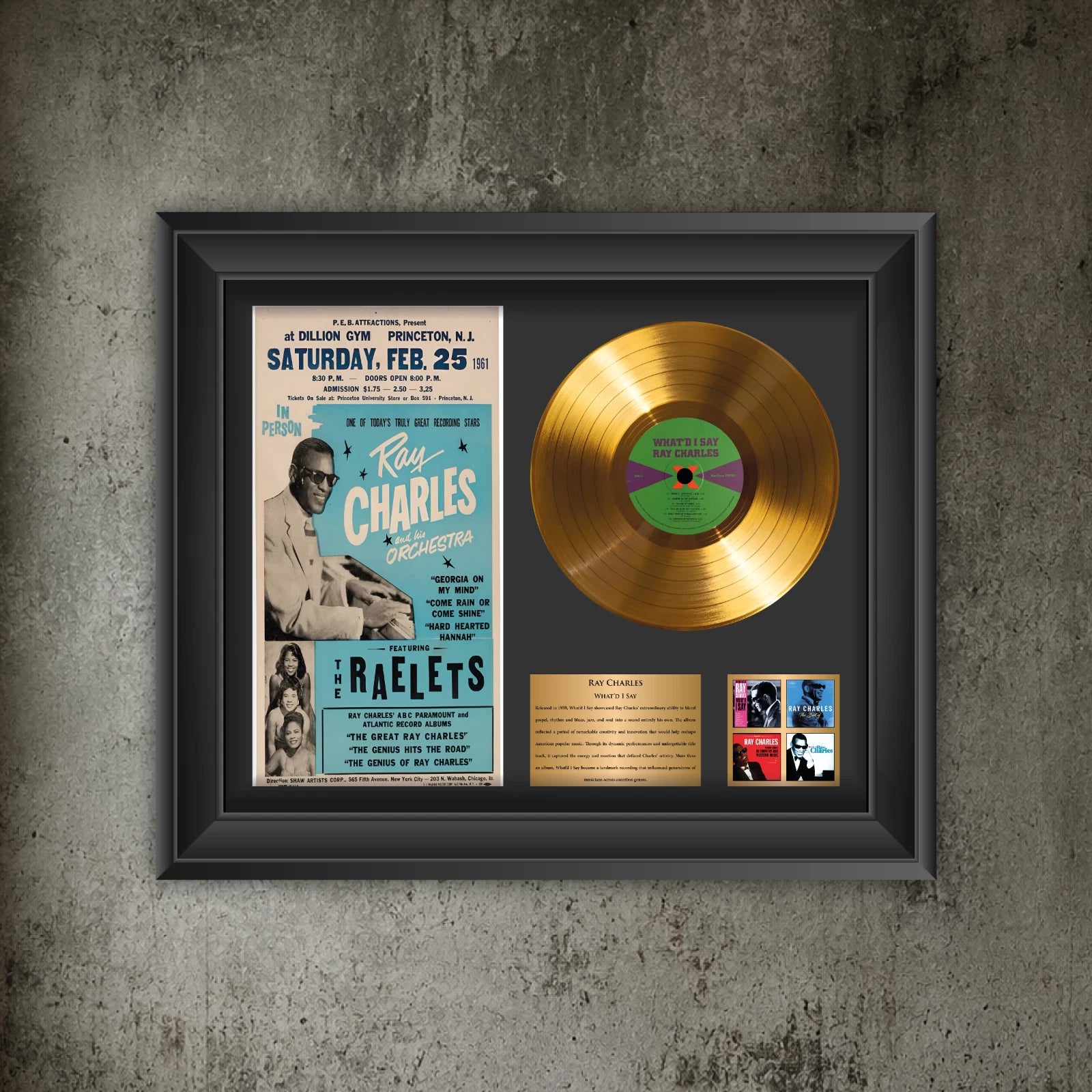 Personalized Ray Charles What'd I Say Gold Record Framed Wall Art