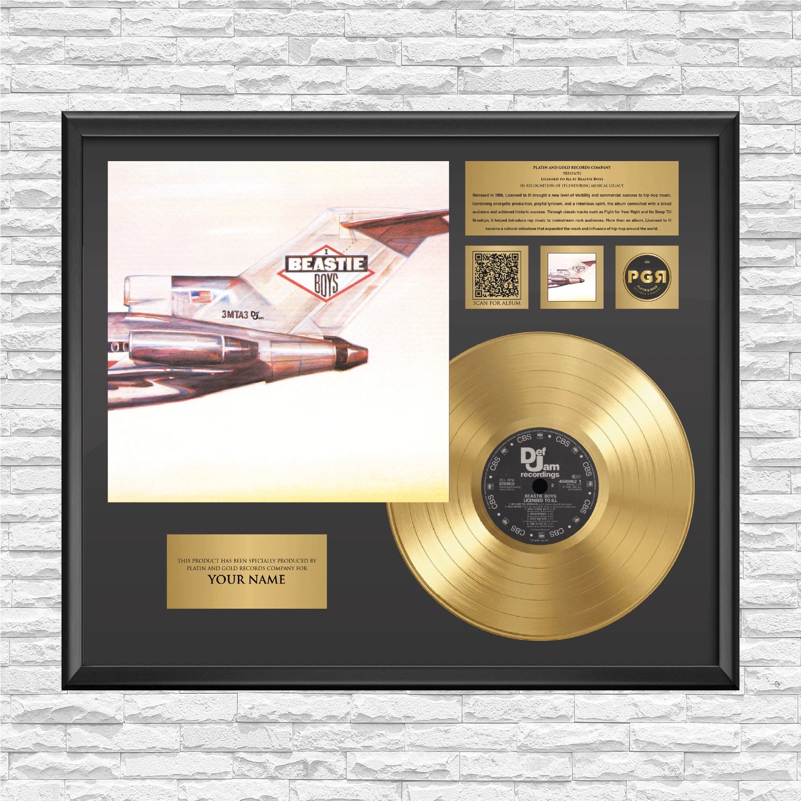 Personalized Beastie Boys Licensed to Ill Gold Record Framed Wall Art