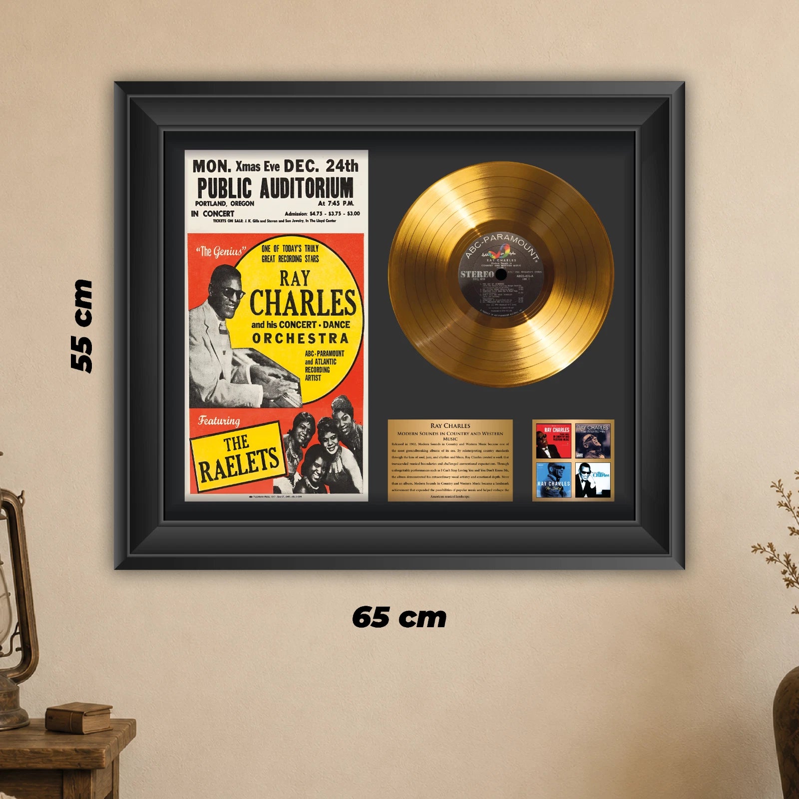 Personalized Ray Charles Modern Sounds Gold Record Framed Wall Art