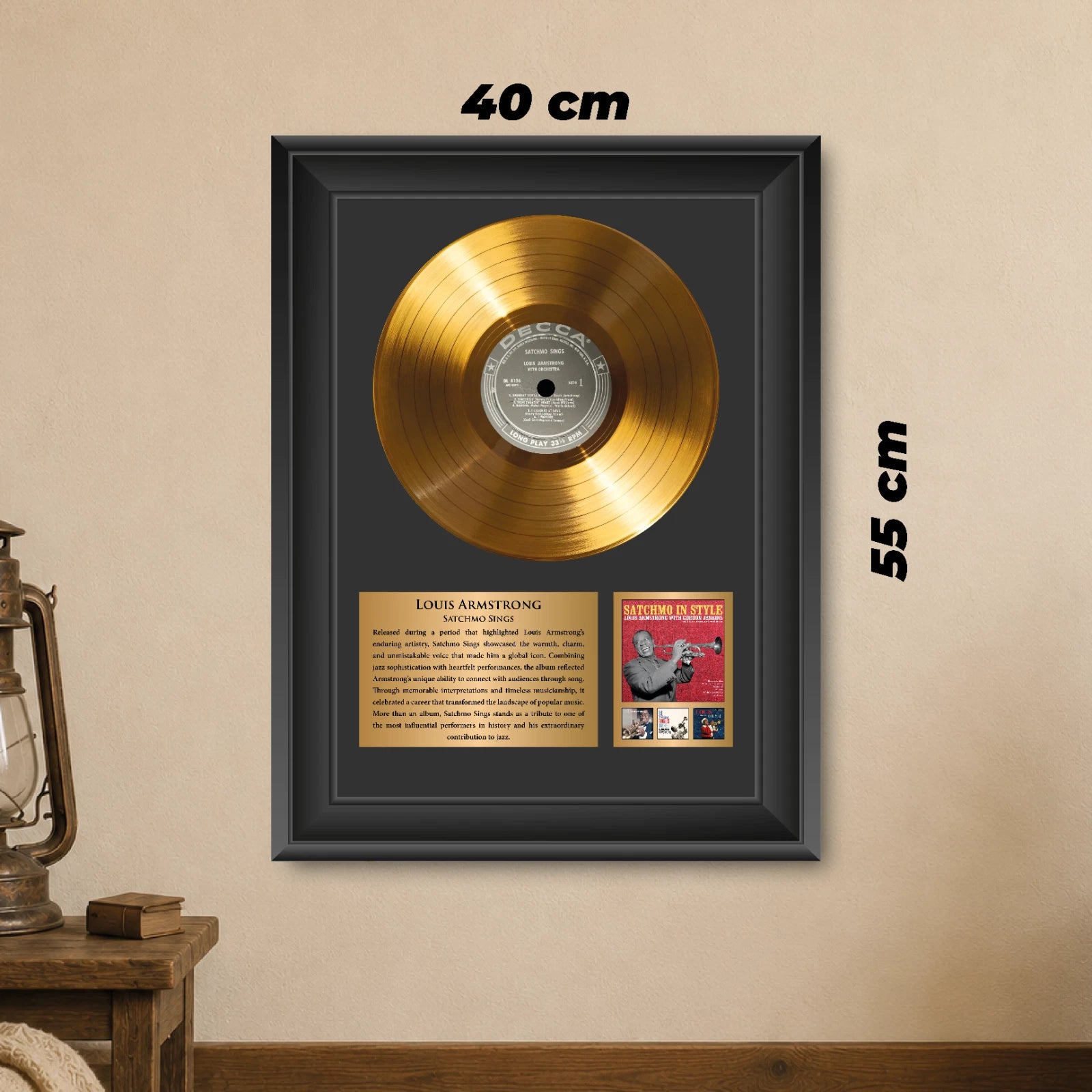 Louis Armstrong Satchmo Sings Gold Record Framed Wall Art Memorabilia