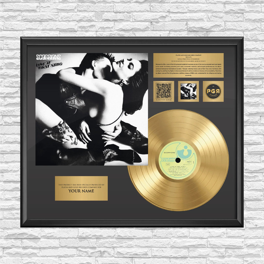 Personalized Scorpions Love at First Sting Gold Record Framed Wall Art