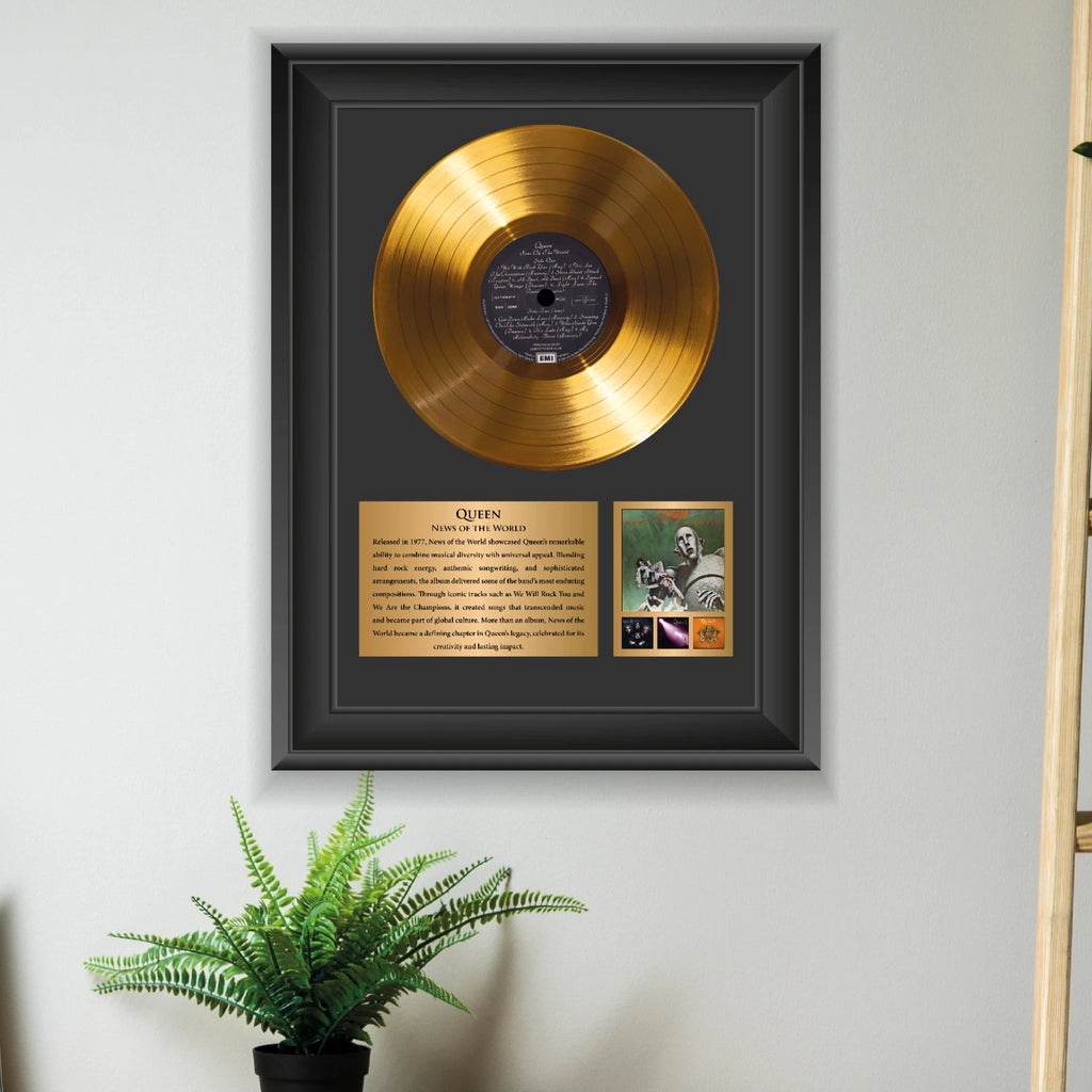 Queen News of the World Gold Record Framed Wall Art Rock Memorabilia