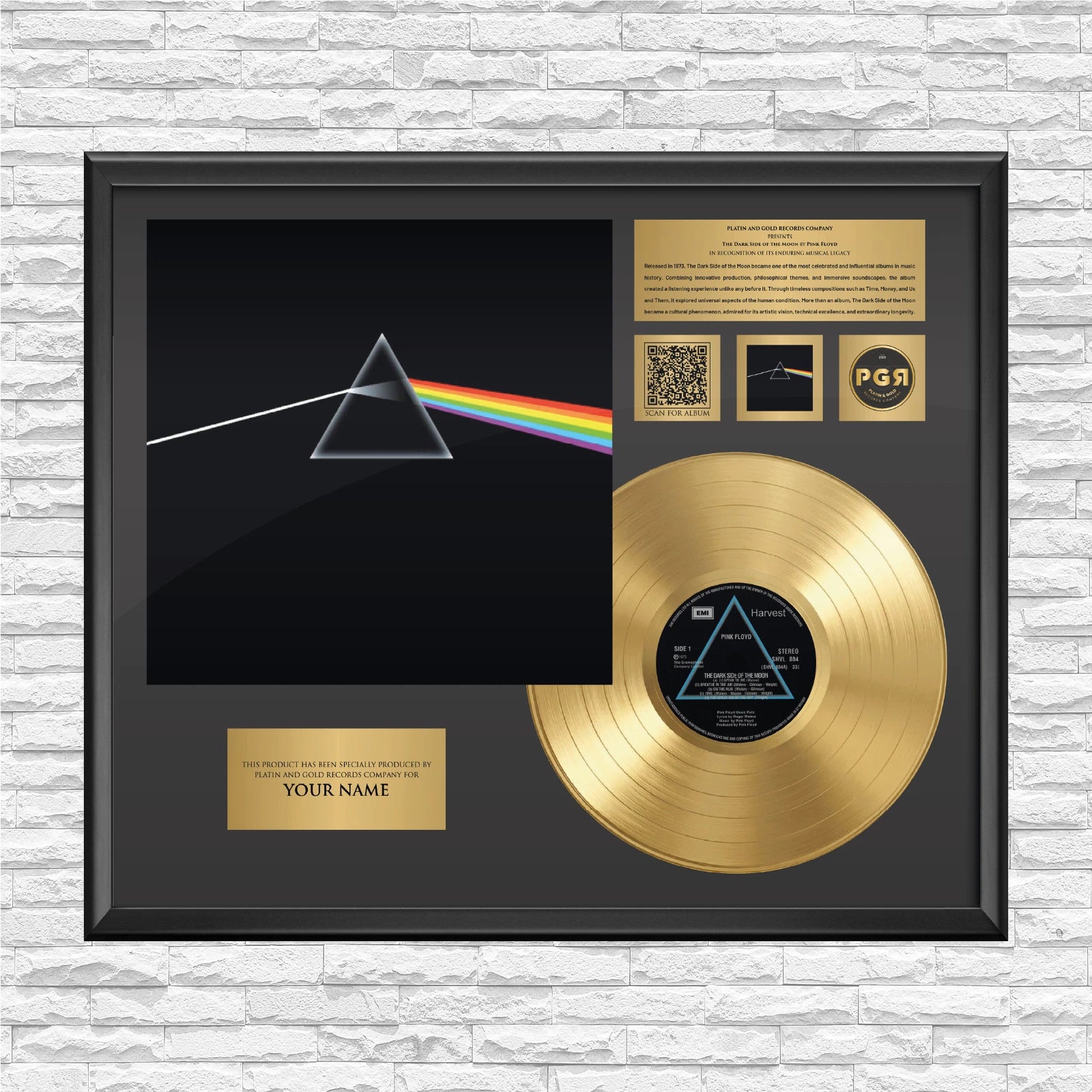 Personalized Pink Floyd The Dark Side of the Moon Gold Record Wall Art