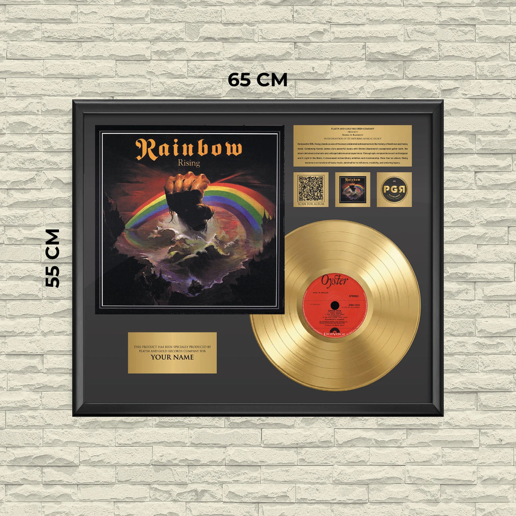 Personalized Rainbow Rising Gold Record Framed Wall Art Rock Decor