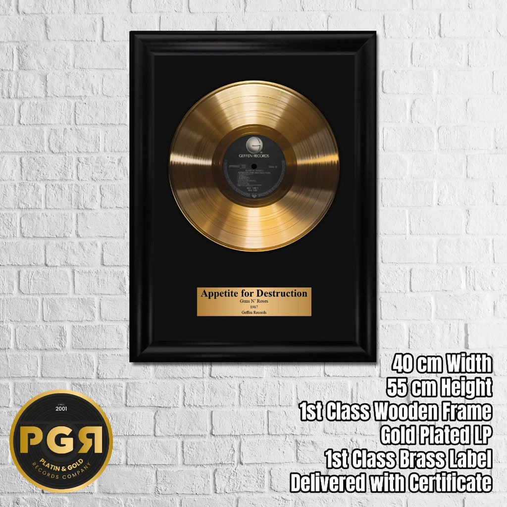 Guns N' Roses Appetite for Destruction Gold Record Framed Wall Art