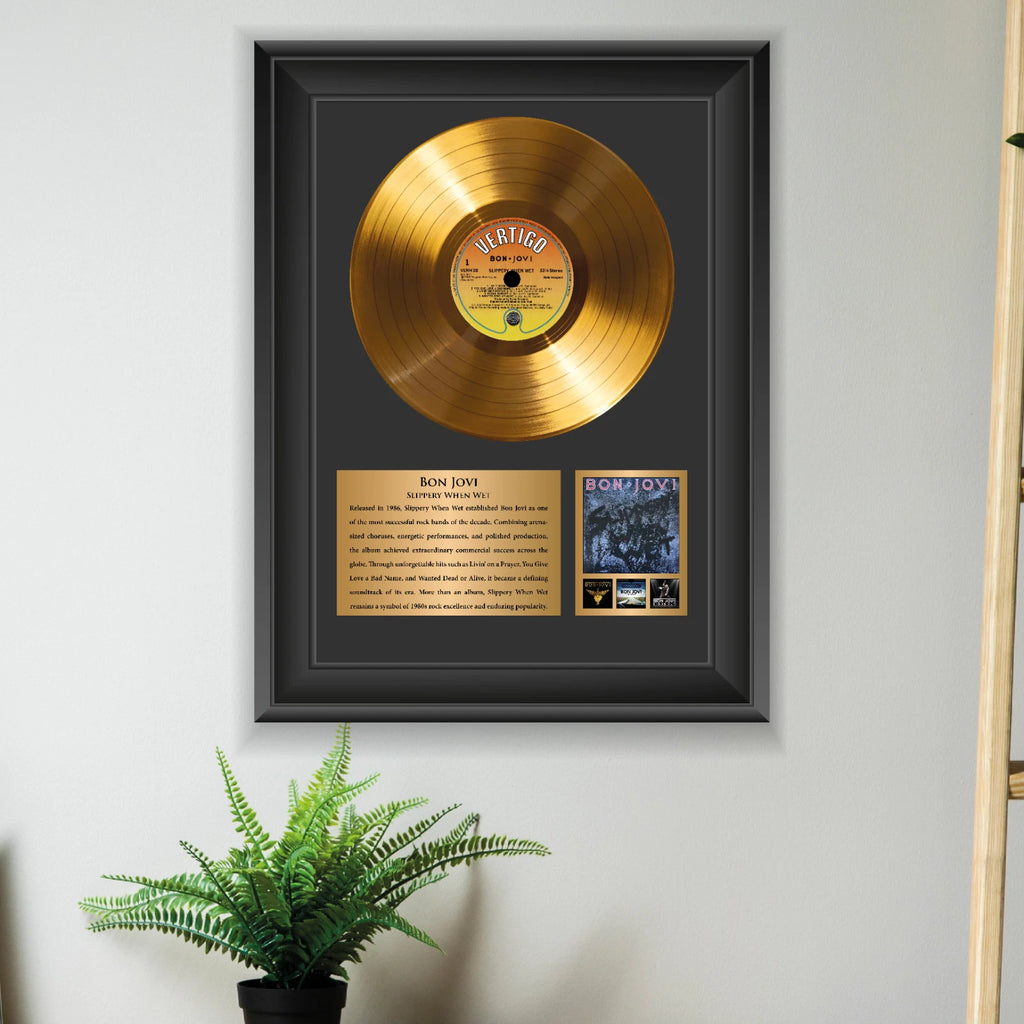 Bon Jovi Slippery When Wet Gold Record Framed Wall Art Memorabilia