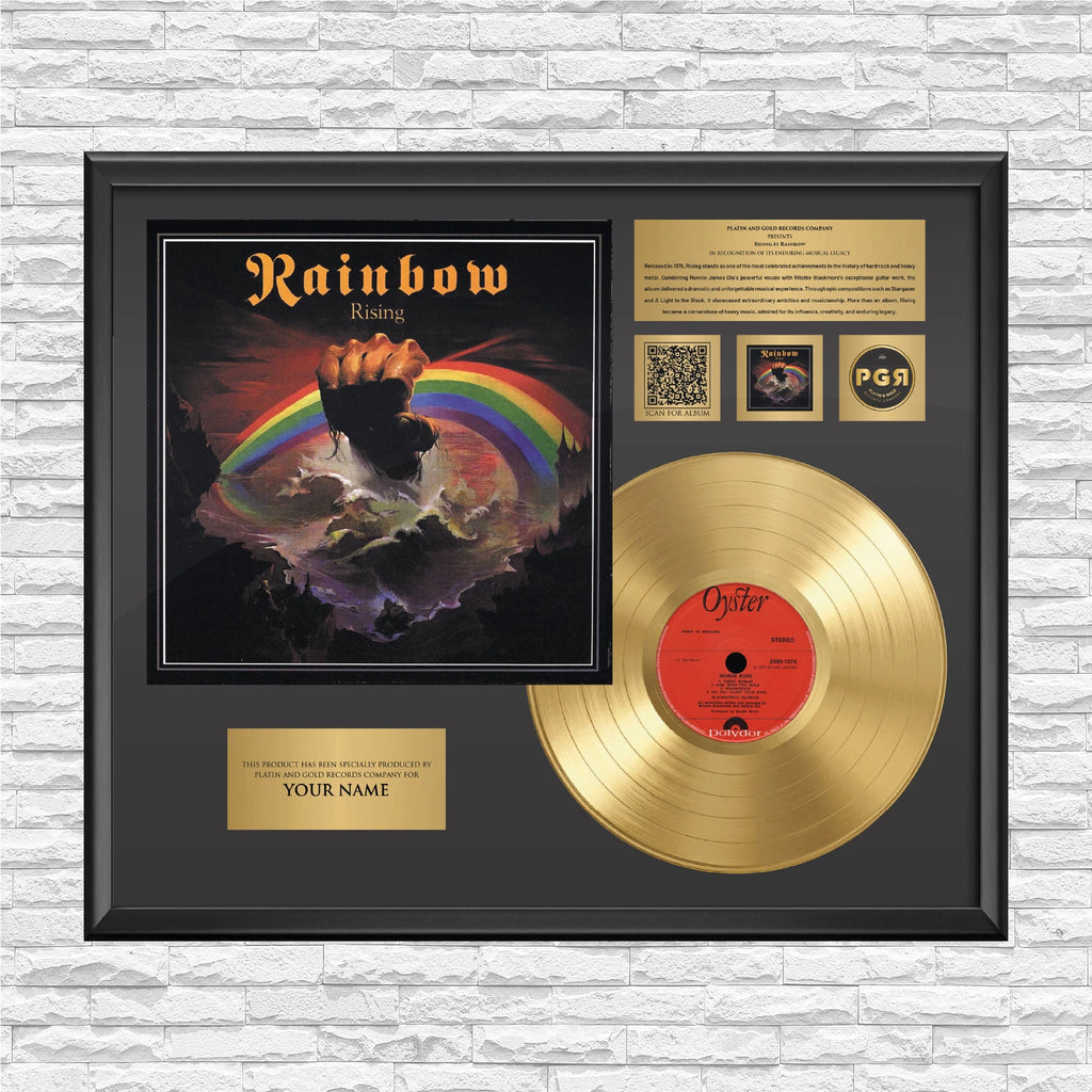 Personalized Rainbow Rising Gold Record Framed Wall Art Rock Decor