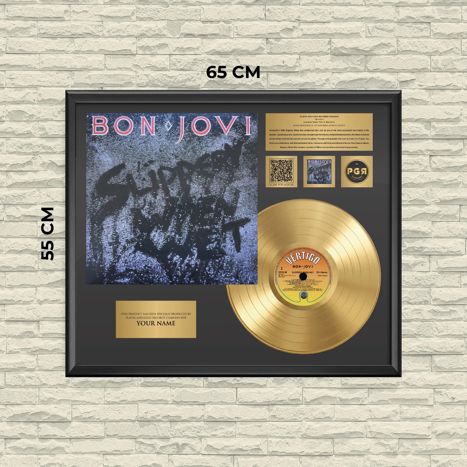 Personalized Bon Jovi Slippery When Wet Gold Record Framed Wall Art