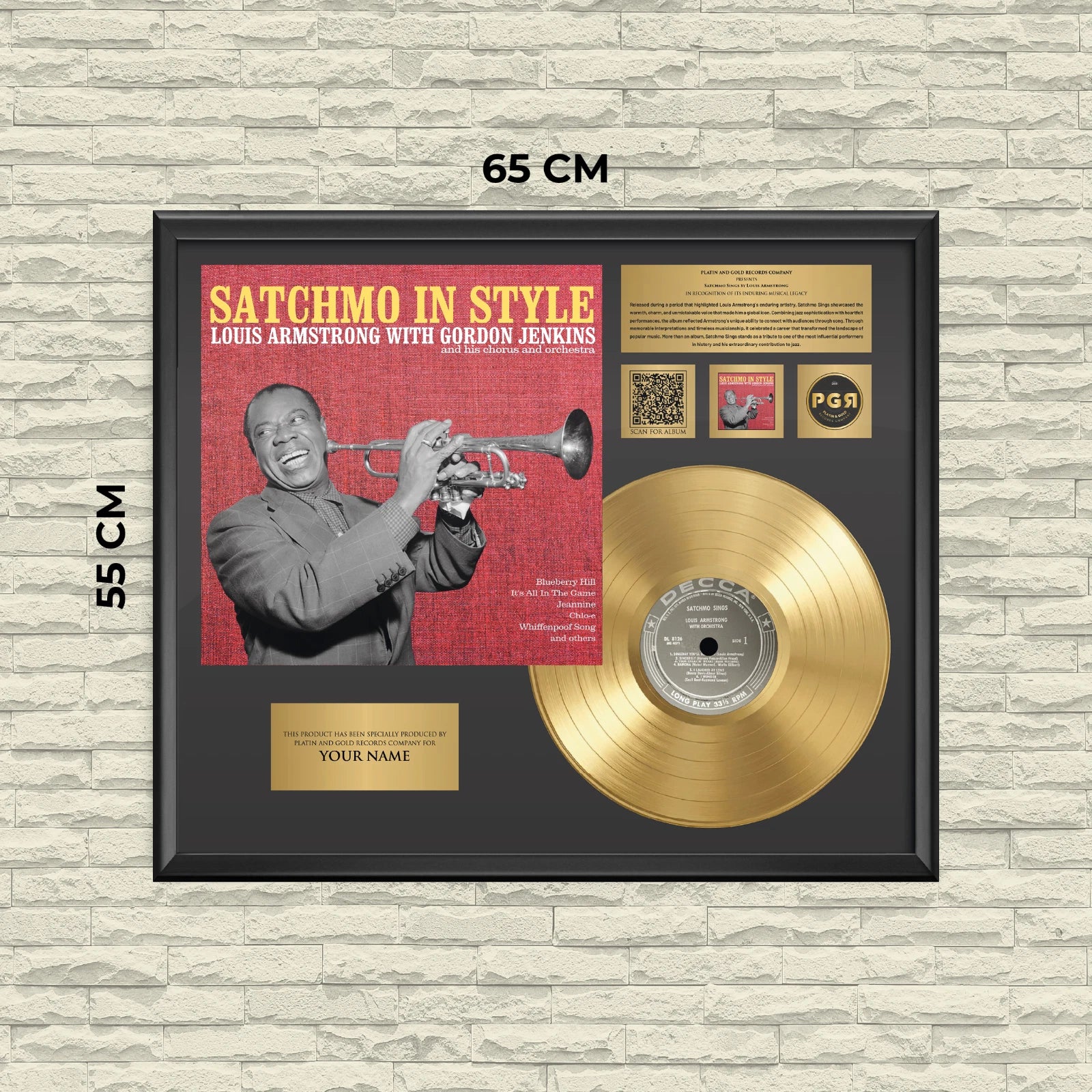 Personalized Louis Armstrong Satchmo Sings Gold Record Framed Wall Art
