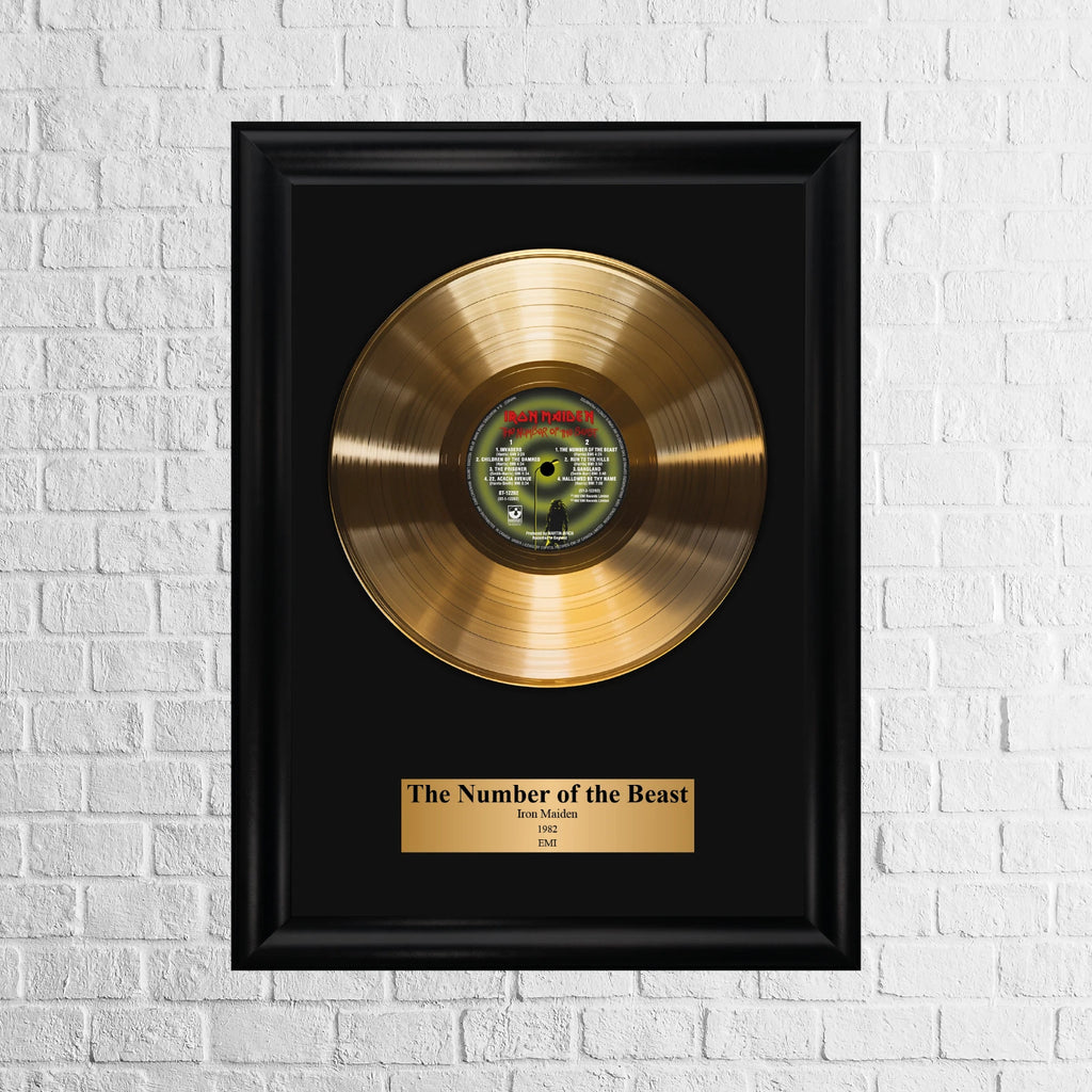 Iron Maiden The Number of the Beast Gold Record Framed Wall Art