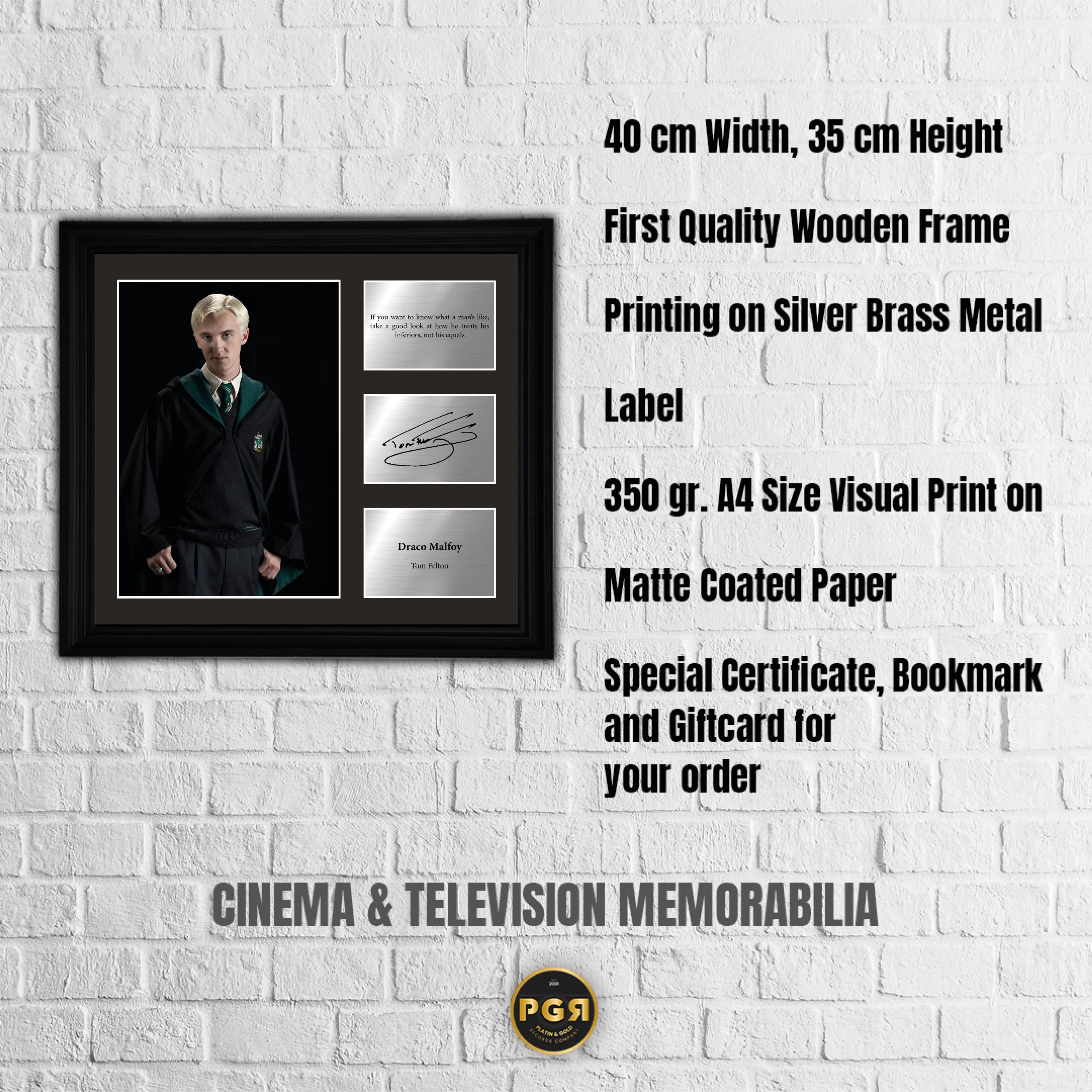 Draco Malfoy - Tom Felton - Framed Movie Character Print with Copy Signed