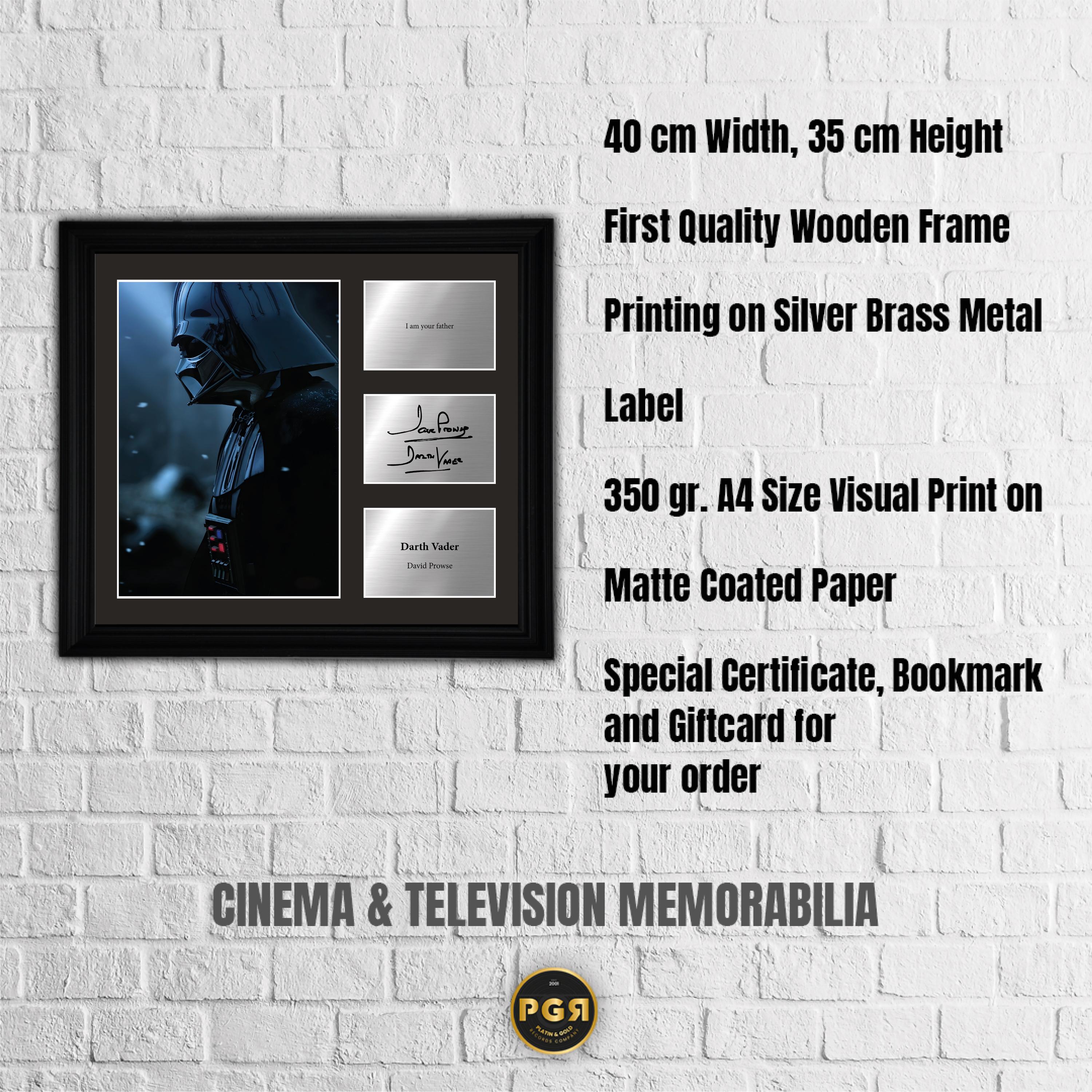 Darth Vader - David Prowse  - Framed Movie Character Print with Copy Signed