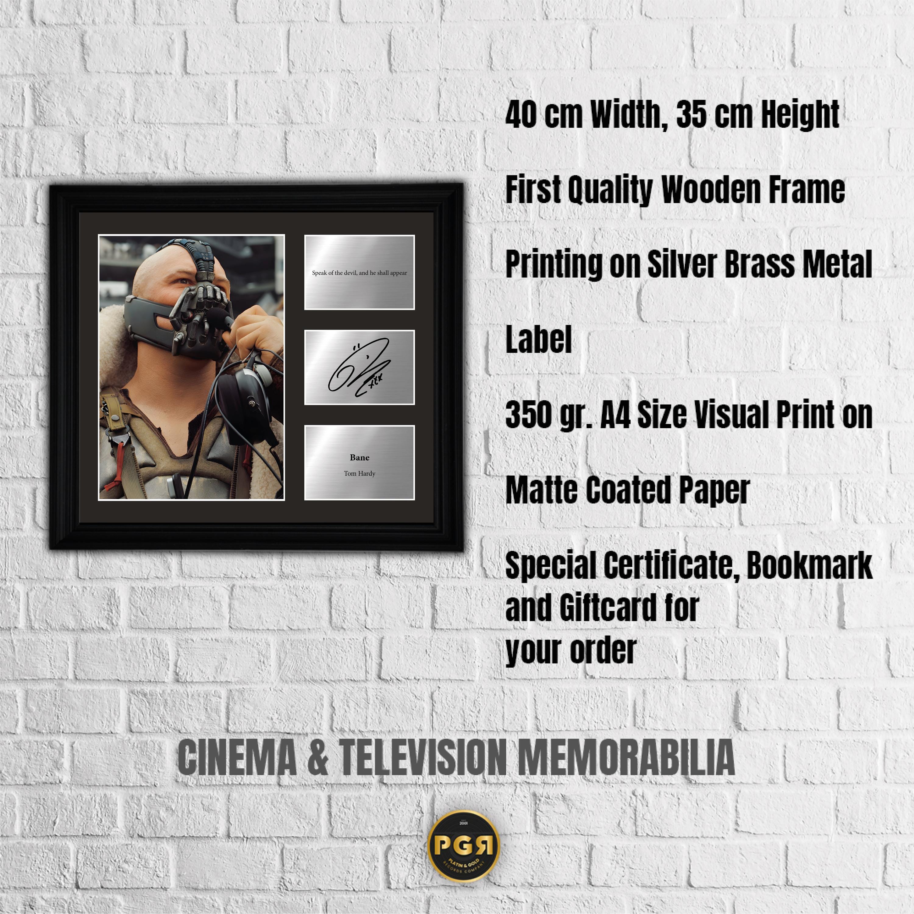 Bane - Tom Hardy - Framed Movie Character Print with Copy Signed