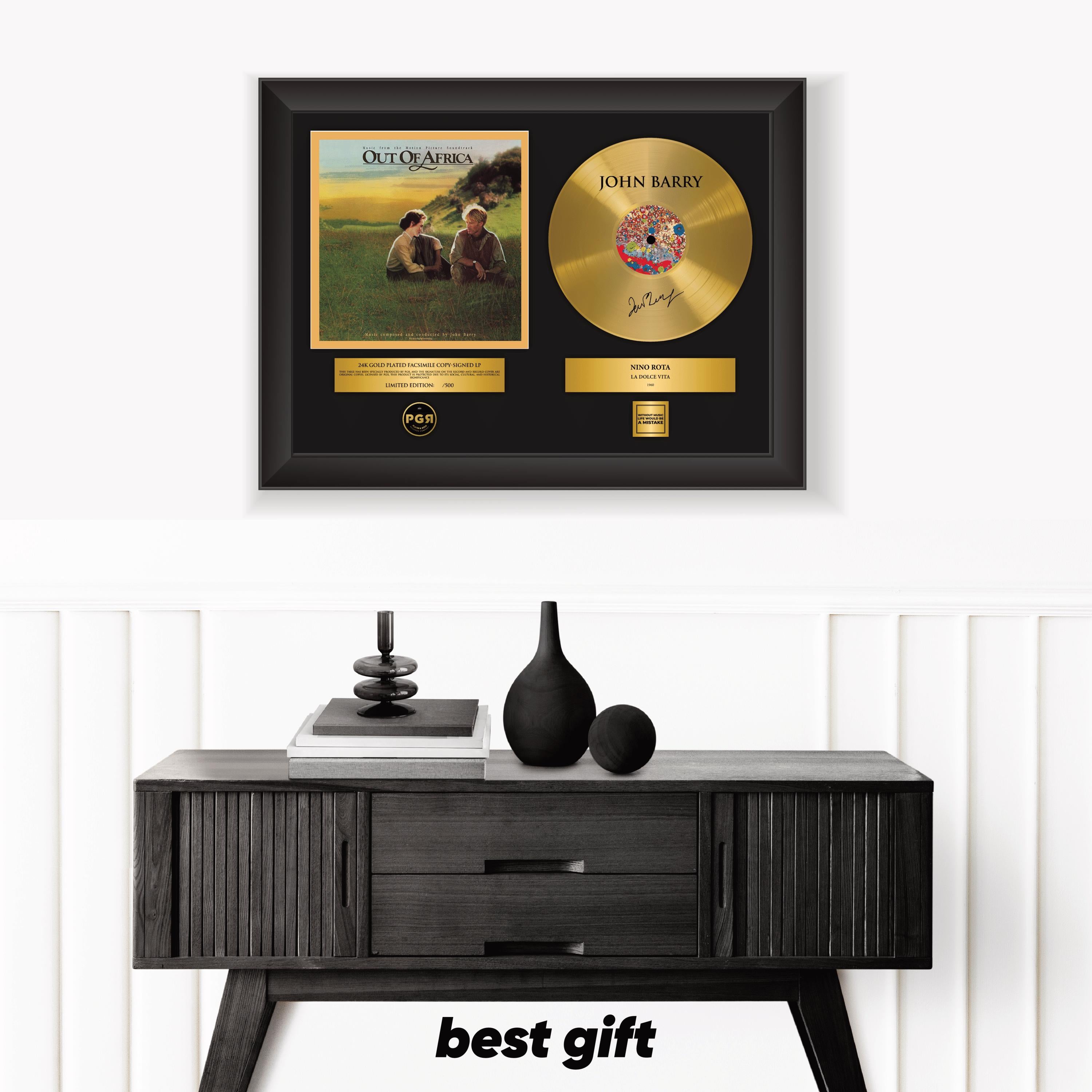John Barry – Framed Gold Plated Record Vinyl  – Copy Signed – Premium Wall Art