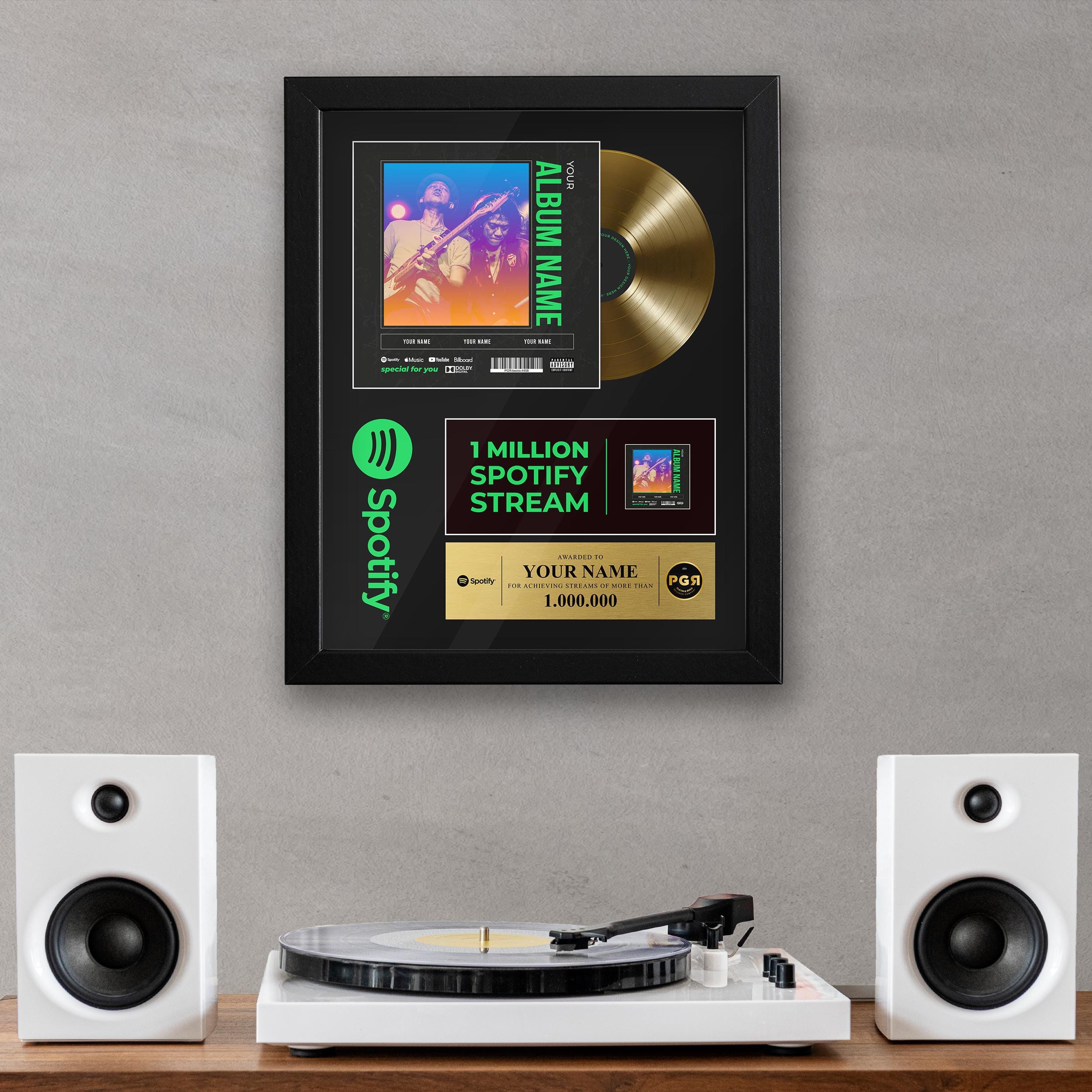 Framed Custom Album Cover & Vinyl Record Display