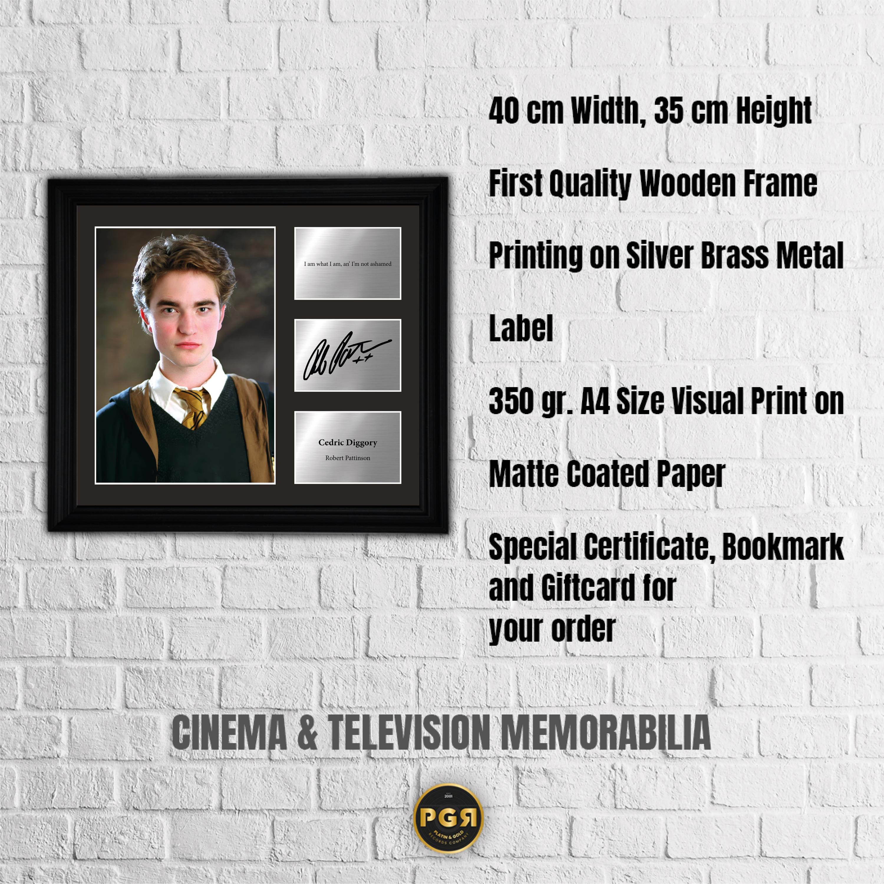 Cedric Diggory - Robert Pattinson - Framed Movie Character Print w Copy Signed