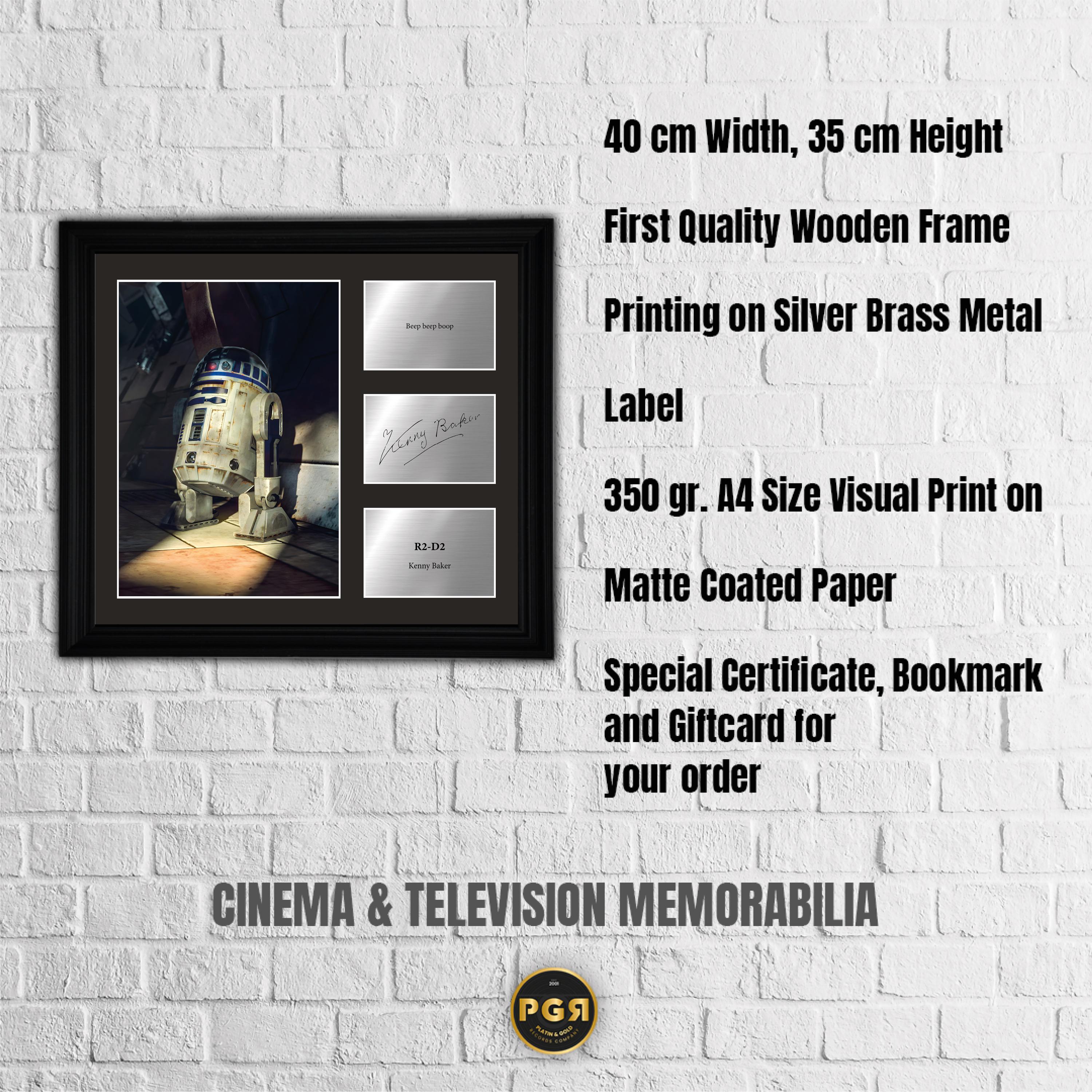 R2D2 - Kenny Baker  - Framed Movie Character Print with Copy Signed
