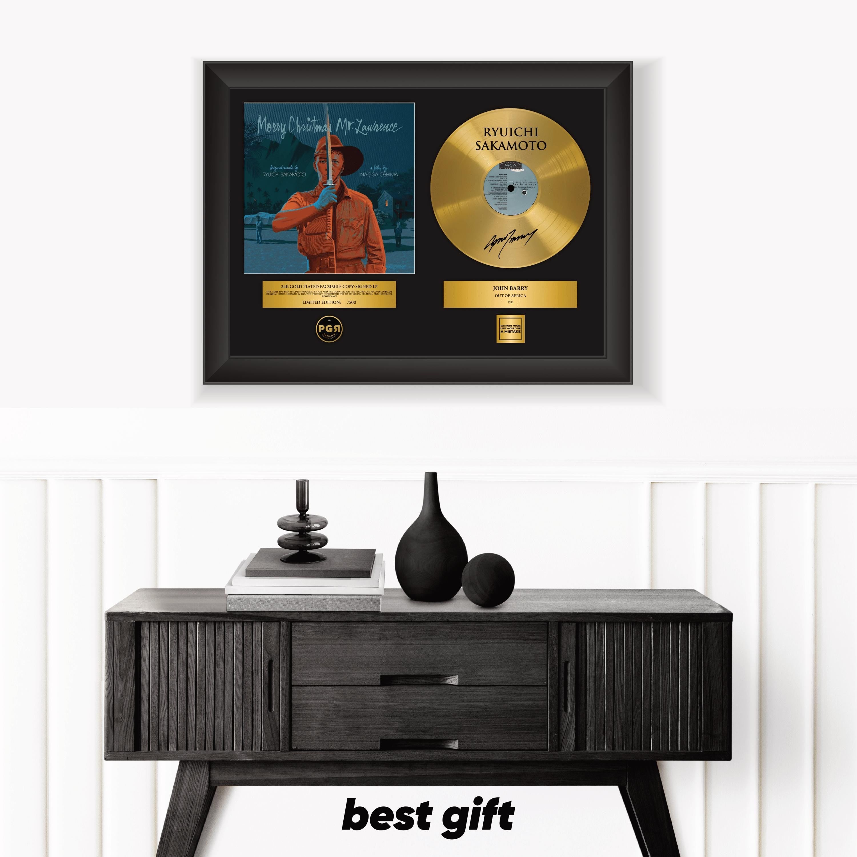 Ruyuichi Sakamato – Framed Gold Plated Record Vinyl  – Copy Signed