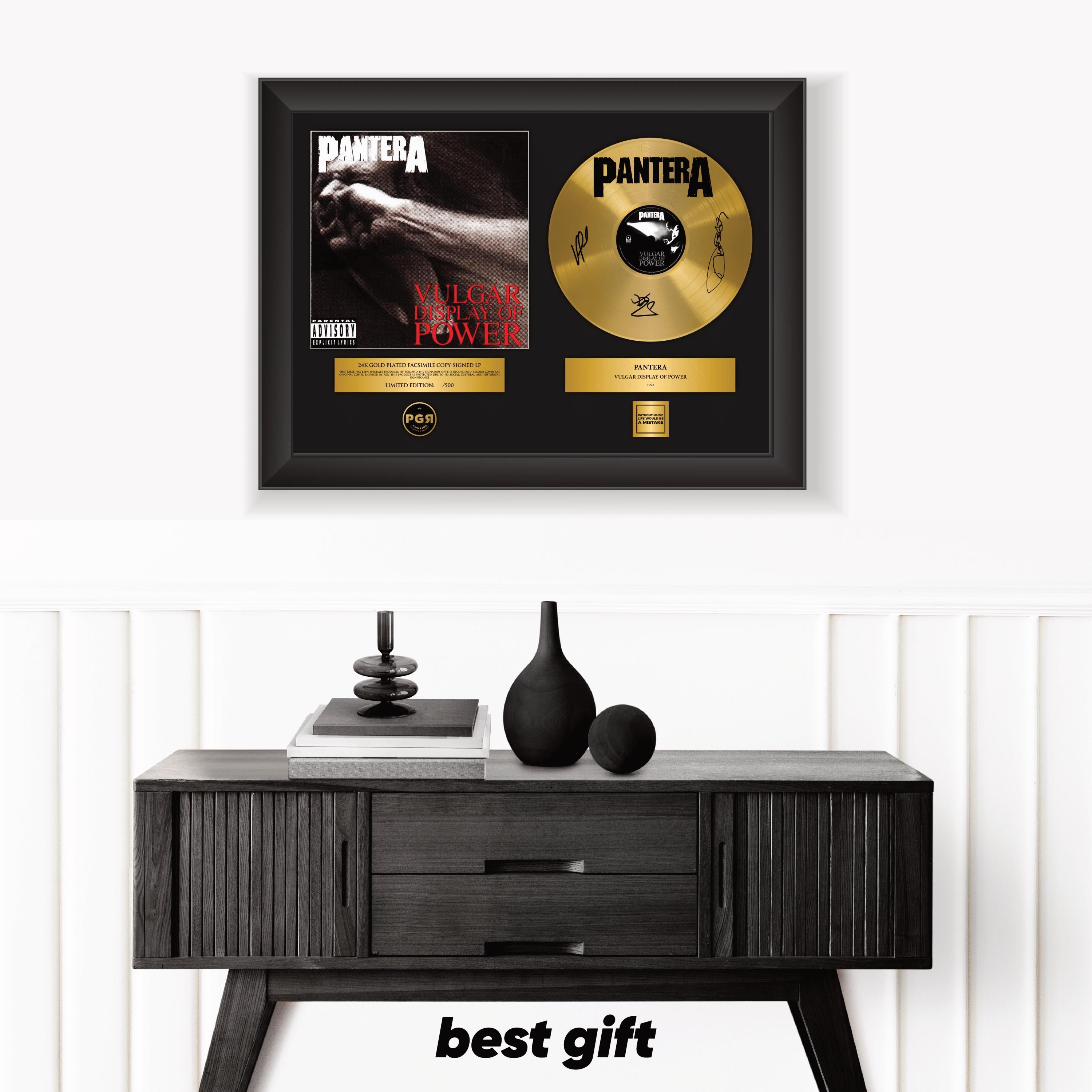 Pantera – Framed Gold Plated Record Vinyl  – Copy Signed – Premium Wall Art