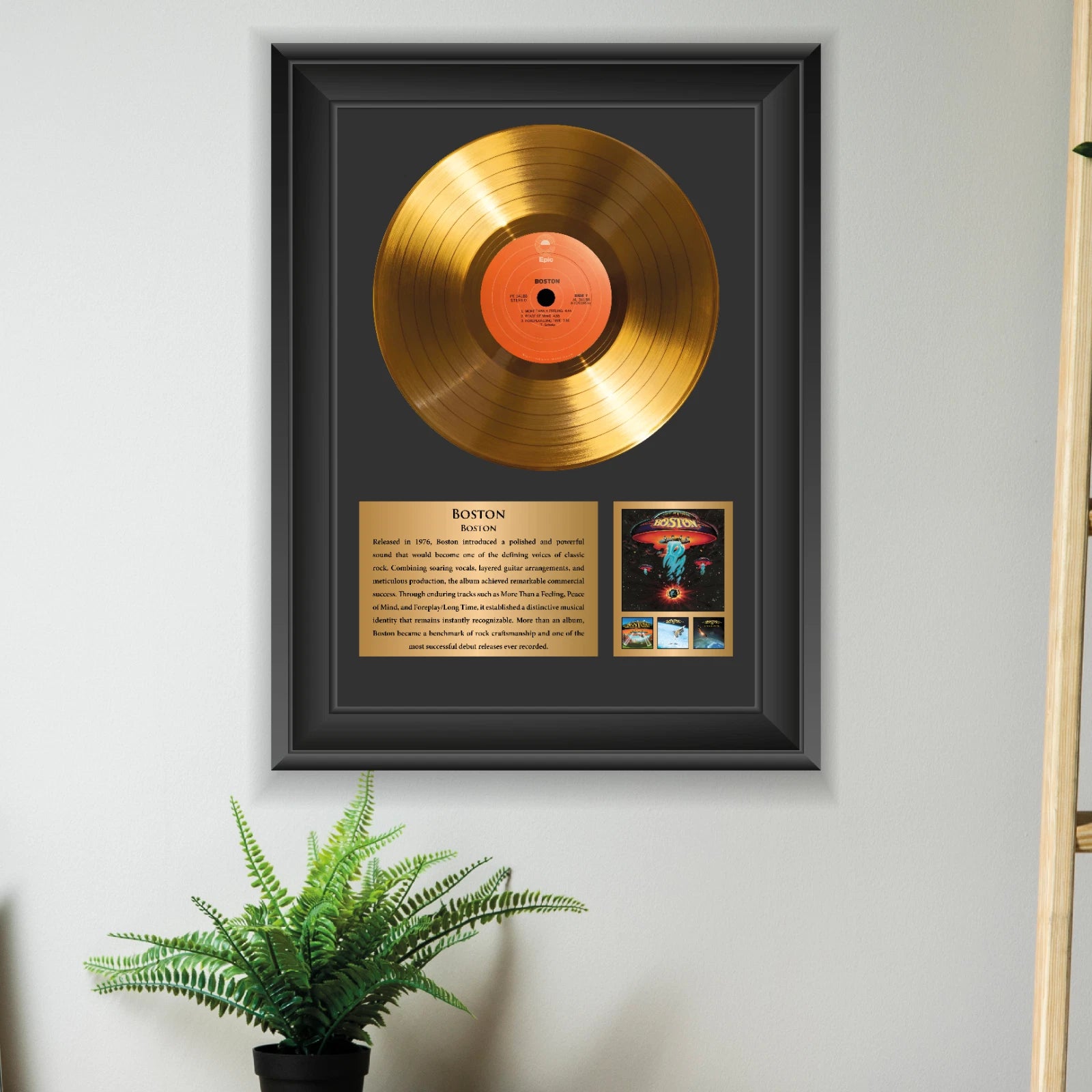Boston Gold Record Framed Wall Art Classic Rock Music Memorabilia