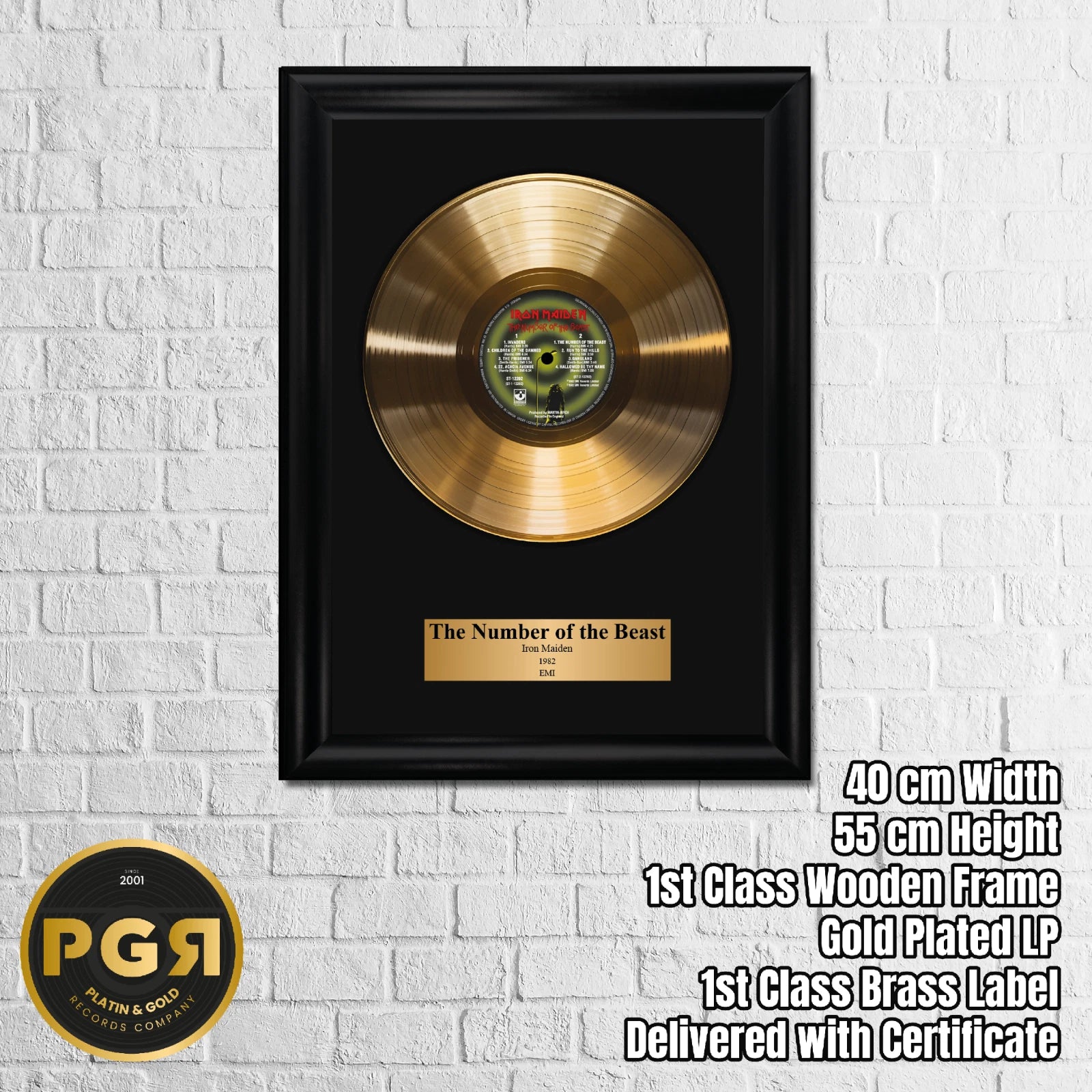 Iron Maiden The Number of the Beast Gold Record Framed Wall Art